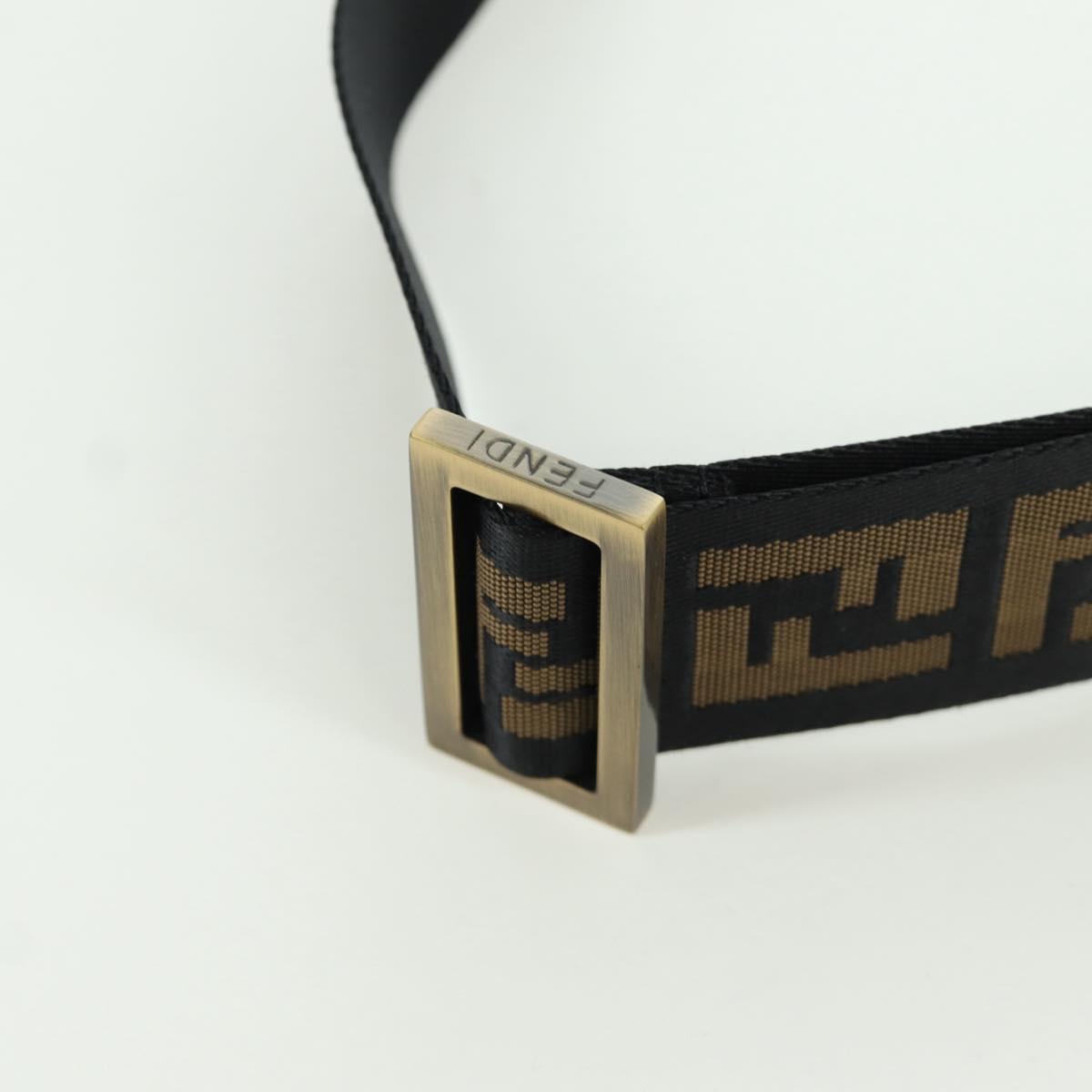 FENDI Zucca Canvas Shoulder Bag Black Brown Auth 173487V