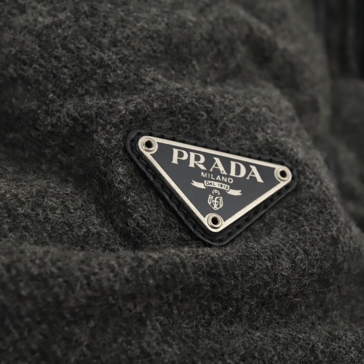 PRADA Boston Bag felt Gray Silver Auth 173489