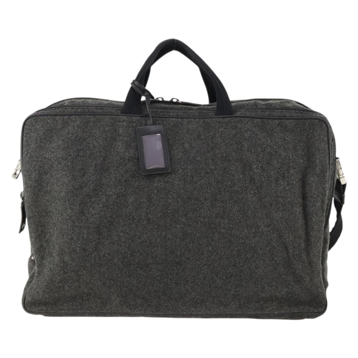 PRADA Boston Bag felt Gray Silver Auth 173489