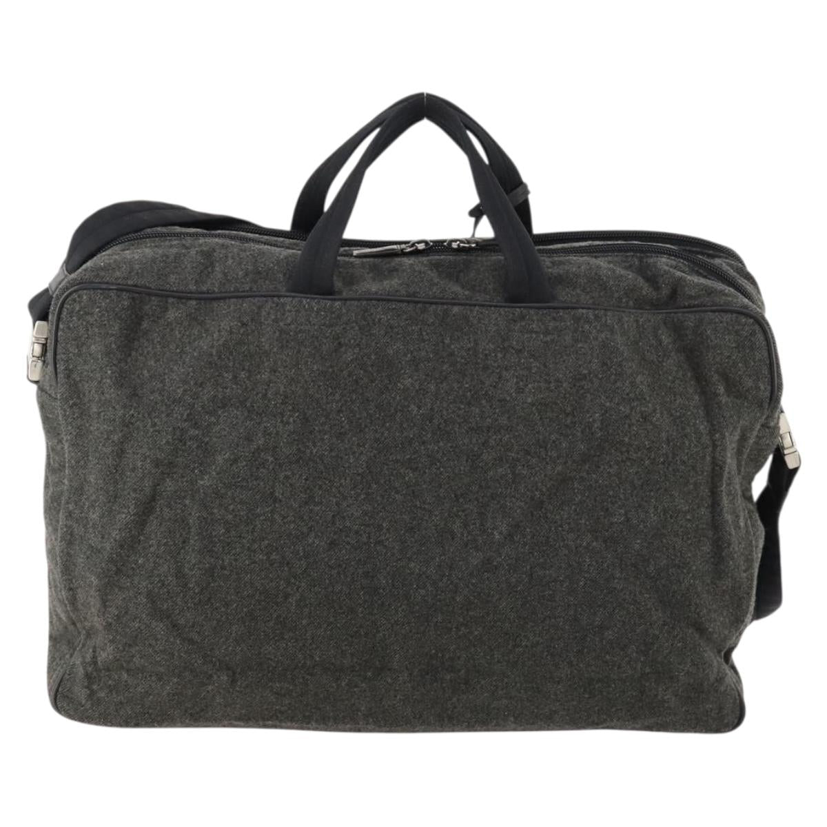 PRADA Boston Bag felt Gray Silver Auth 173489