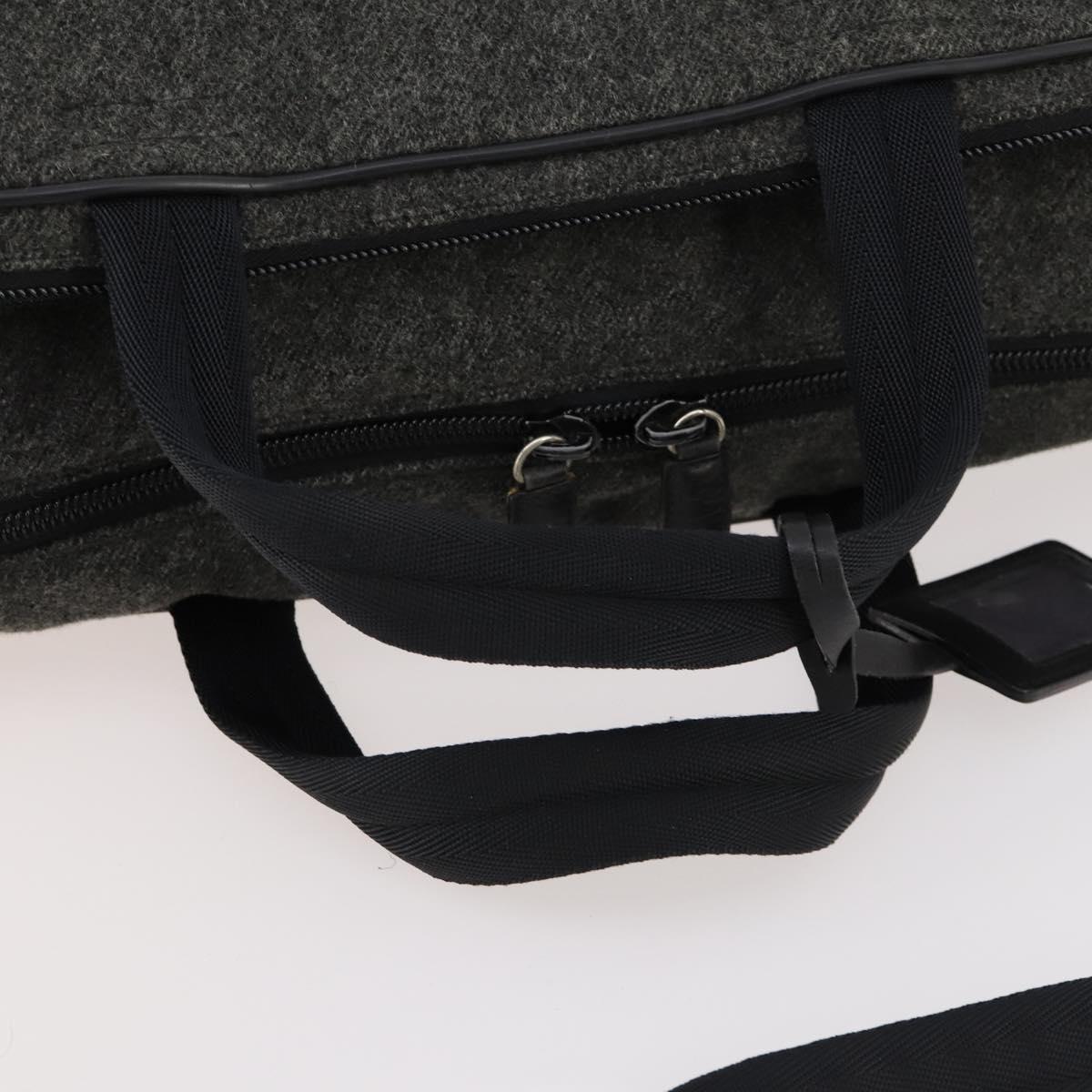 PRADA Boston Bag felt Gray Silver Auth 173489