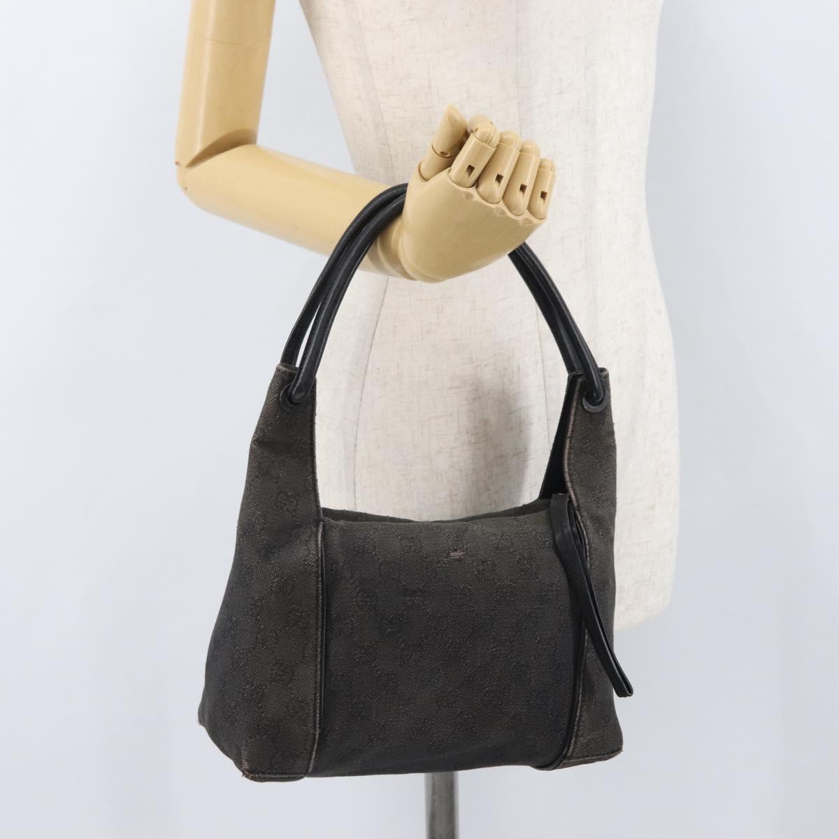 GUCCI GG Canvas Shoulder Bag Black 101333 Auth 173490