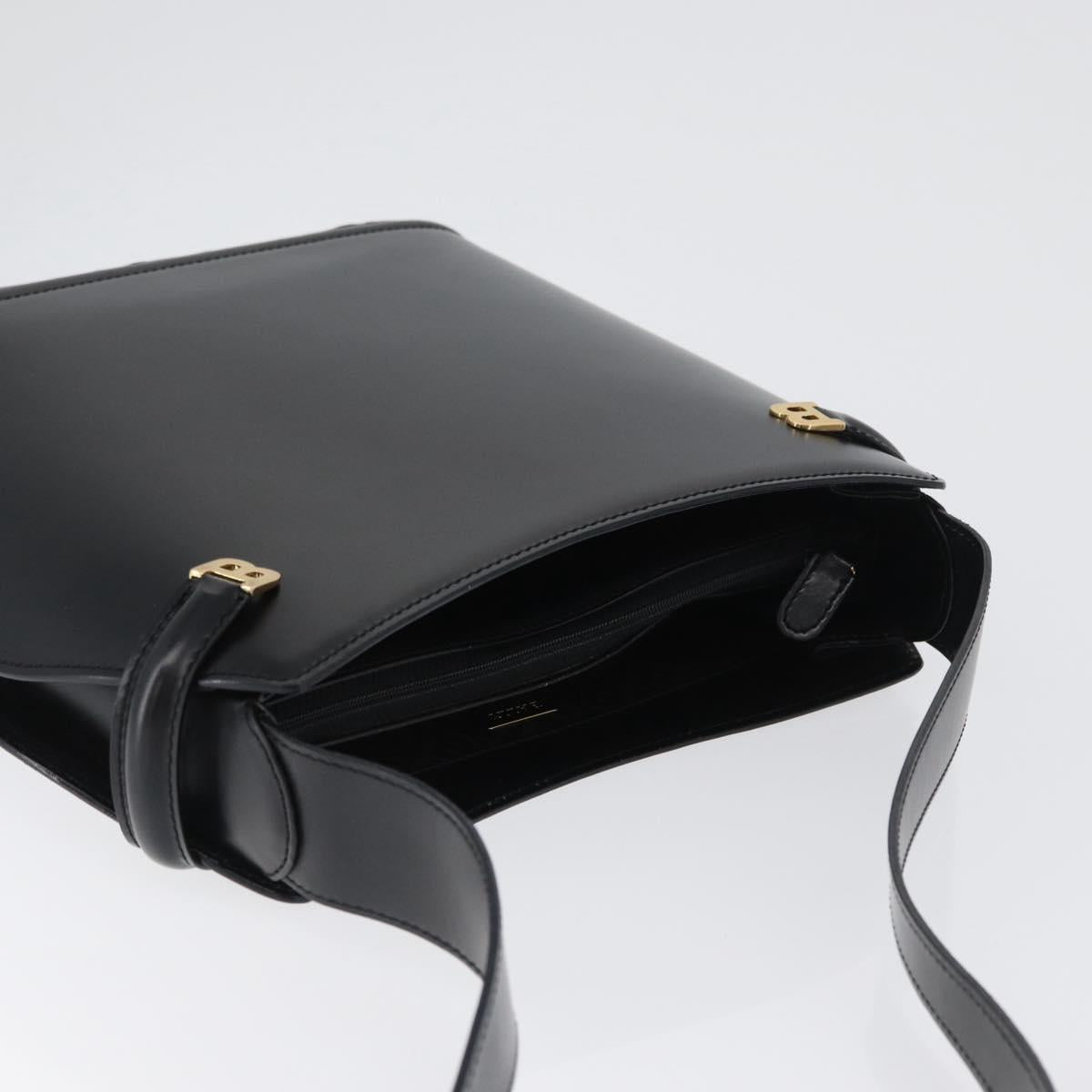 BALLY Shoulder Bag Leather Black Gold Auth 173492