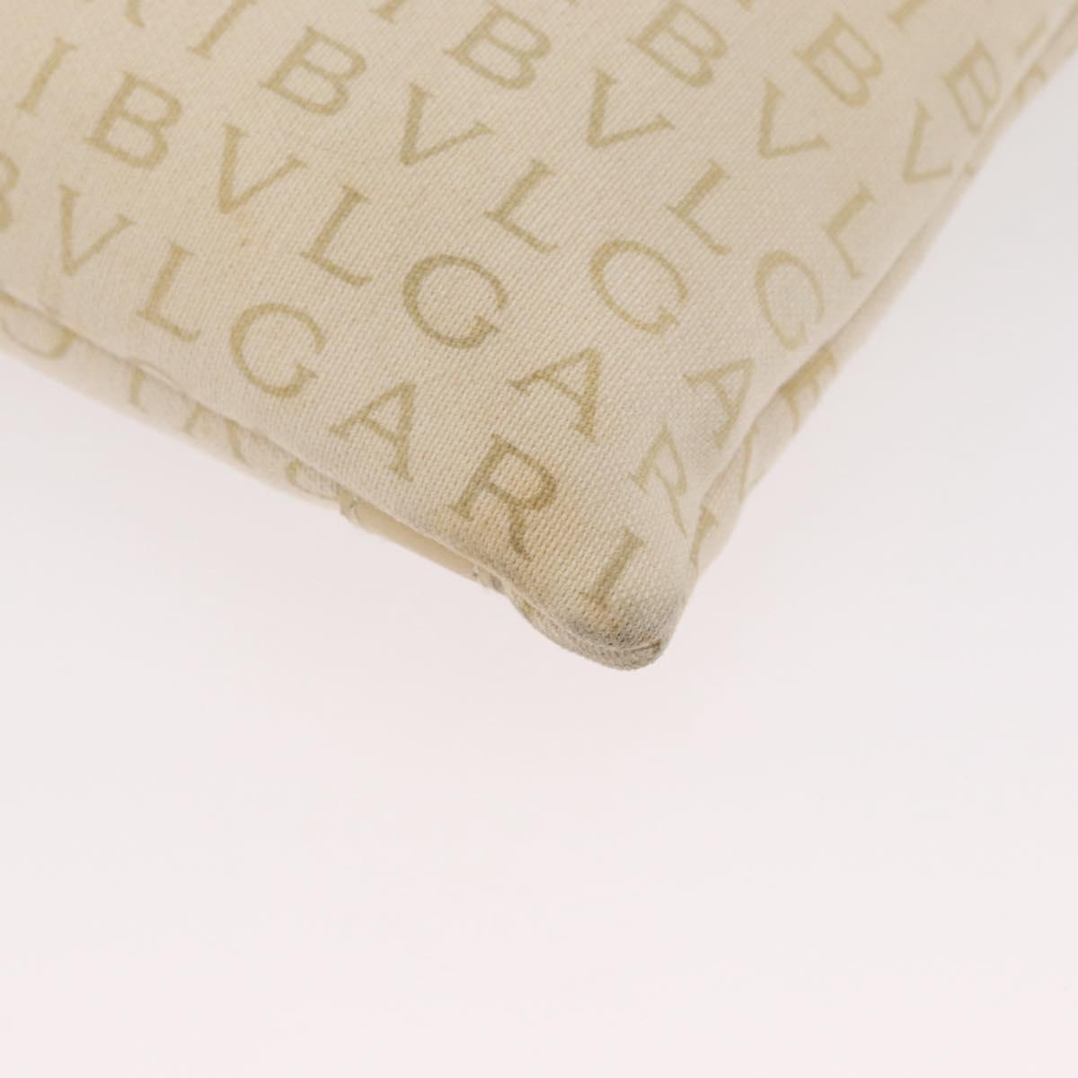 BVLGARI Logo Mania Shoulder Bag Canvas Beige Silver Auth 173495