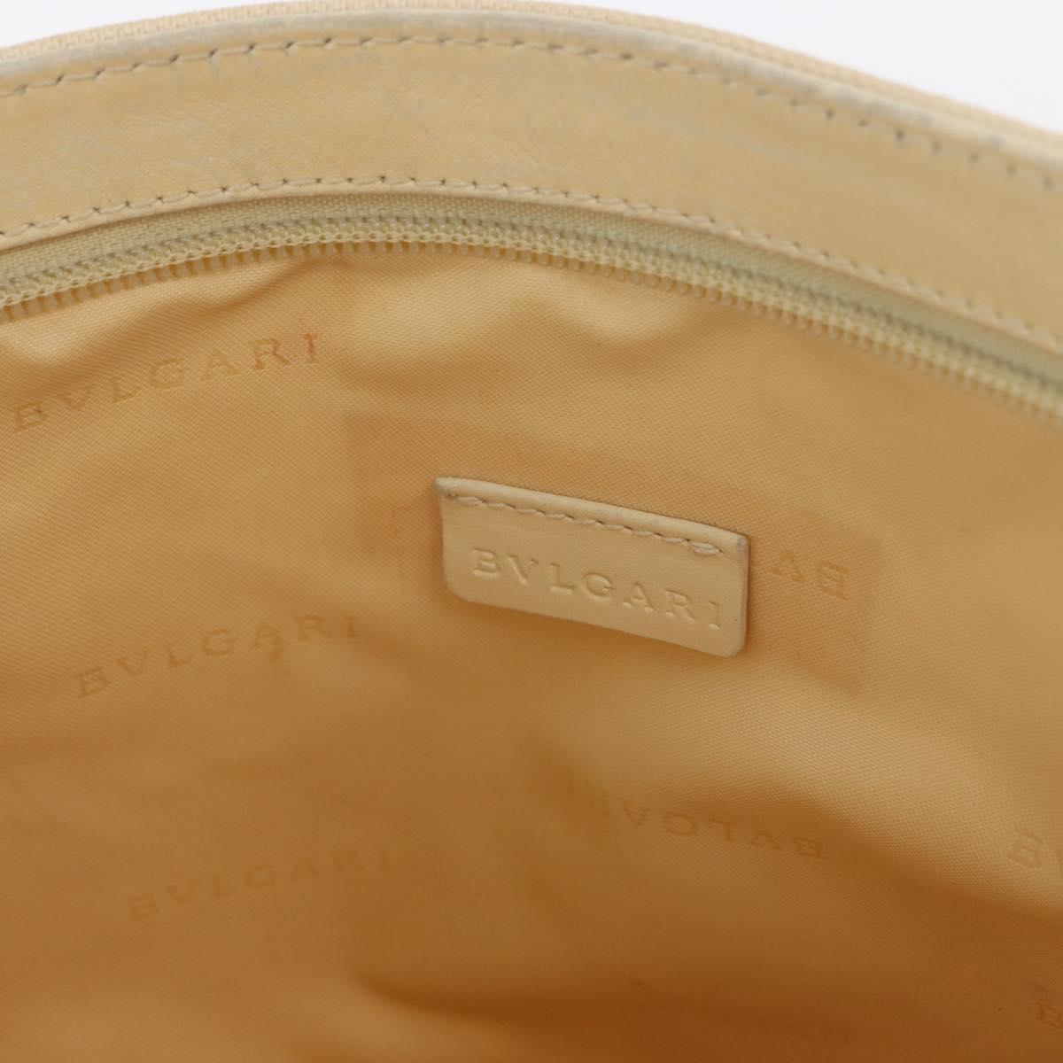 BVLGARI Logo Mania Shoulder Bag Canvas Beige Silver Auth 173495
