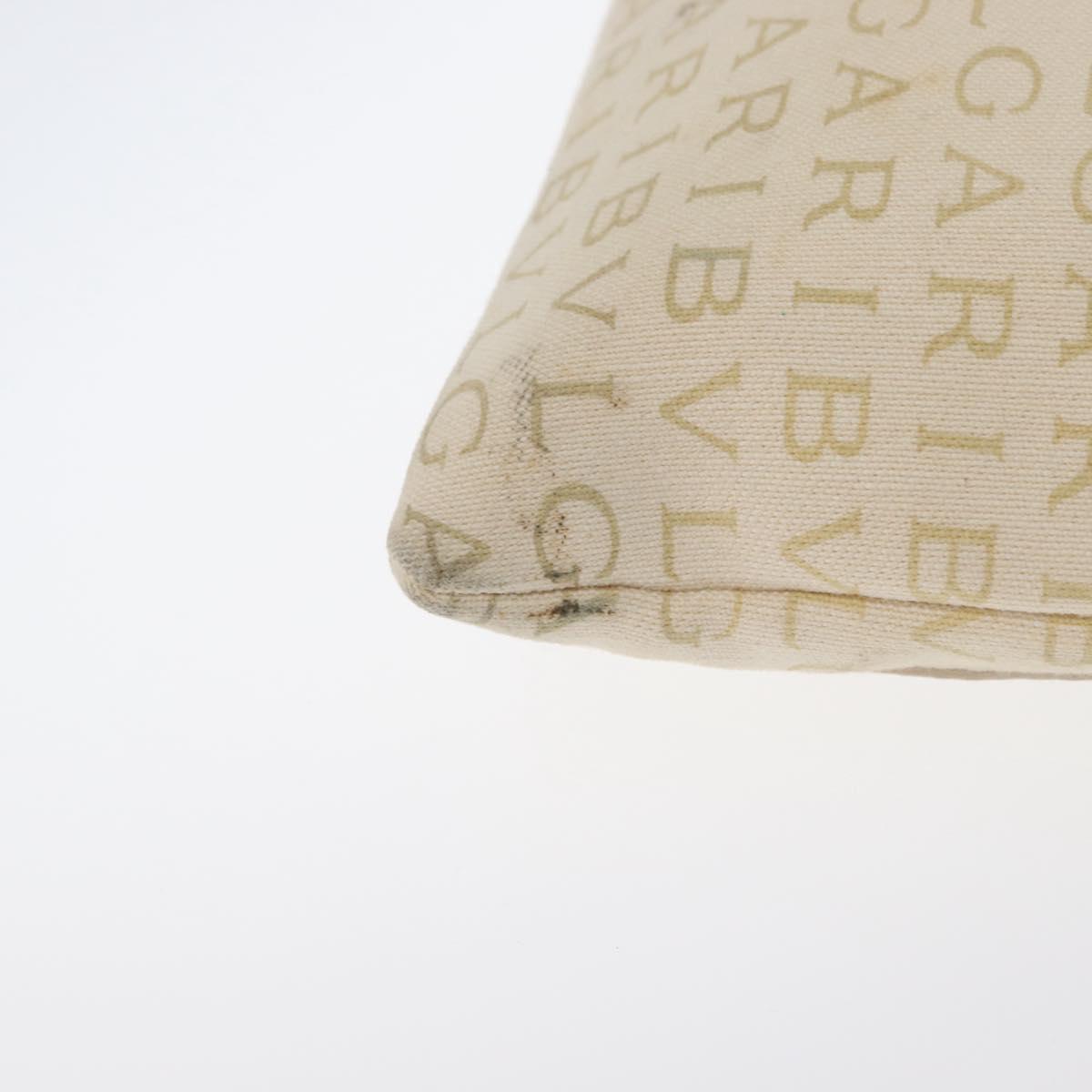 BVLGARI Logo Mania Shoulder Bag Canvas Beige Silver Auth 173495
