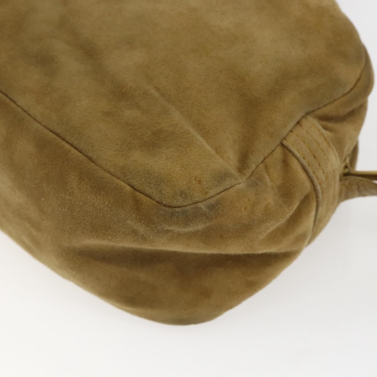 LOEWE Anagram Shoulder Bag Suede Beige Auth 173498