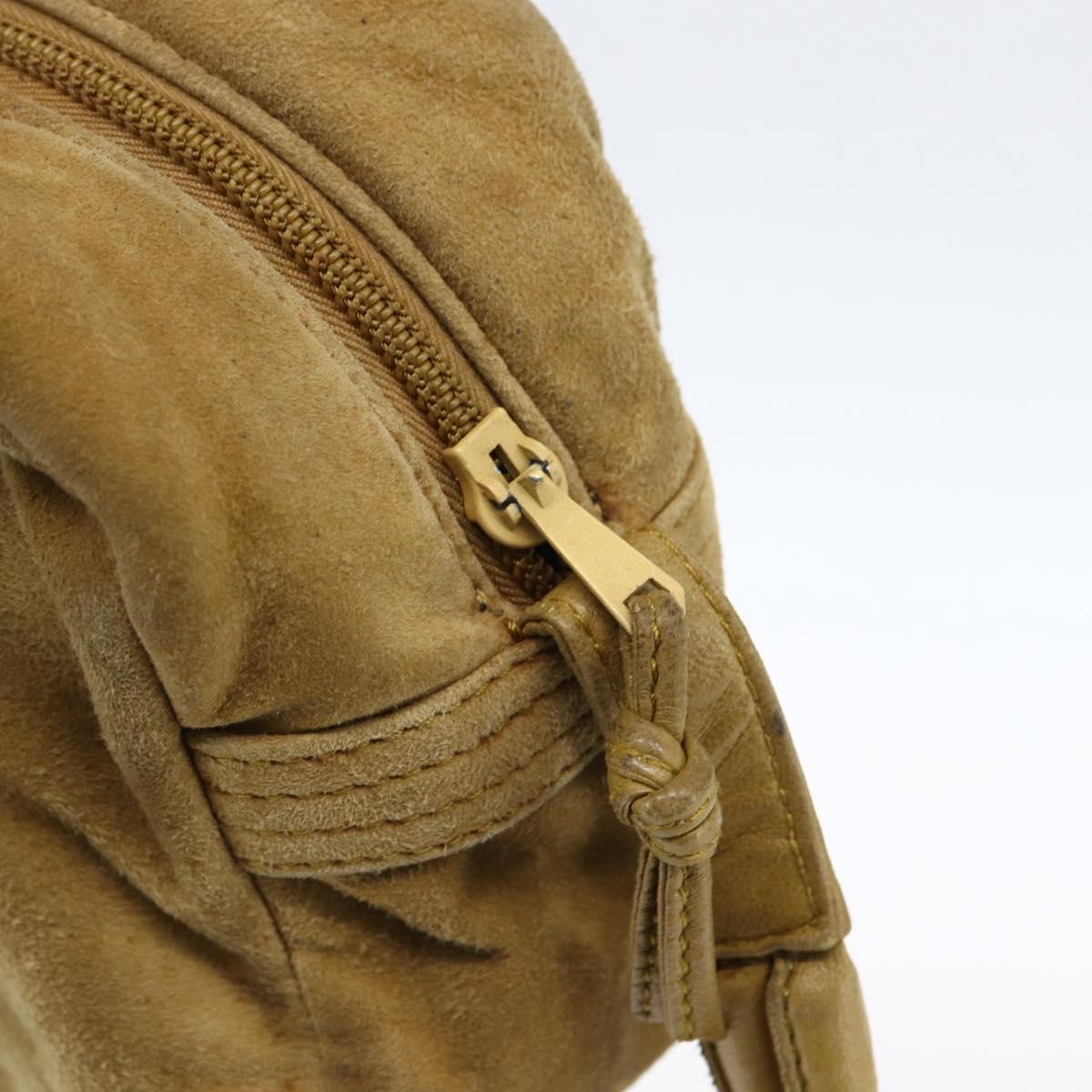 LOEWE Anagram Shoulder Bag Suede Beige Auth 173498