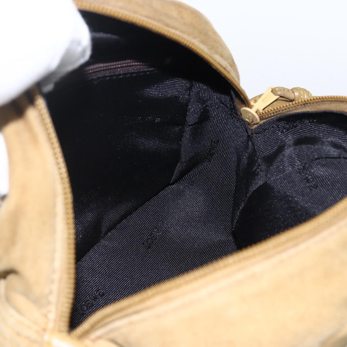 LOEWE Anagram Shoulder Bag Suede Beige Auth 173498