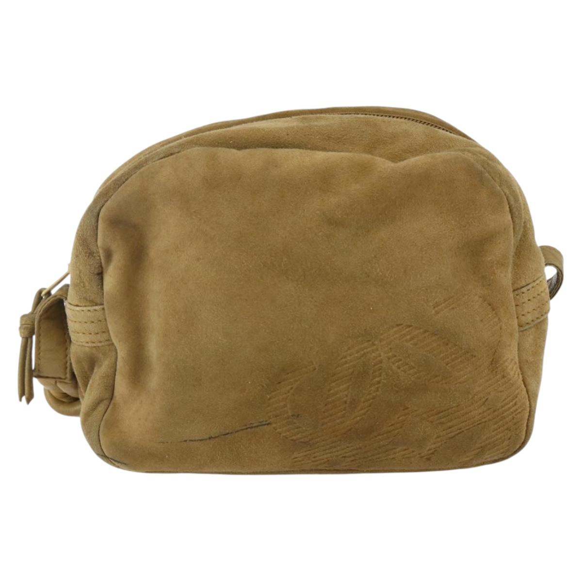 LOEWE Anagram Shoulder Bag Suede Beige Auth 173498