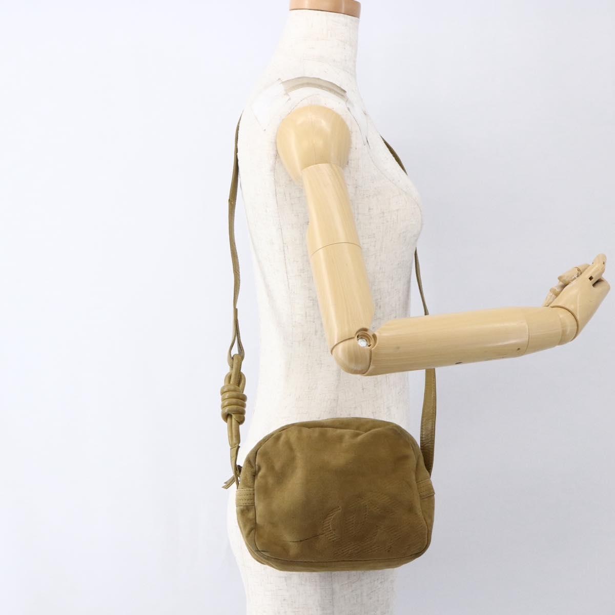 LOEWE Anagram Shoulder Bag Suede Beige Auth 173498