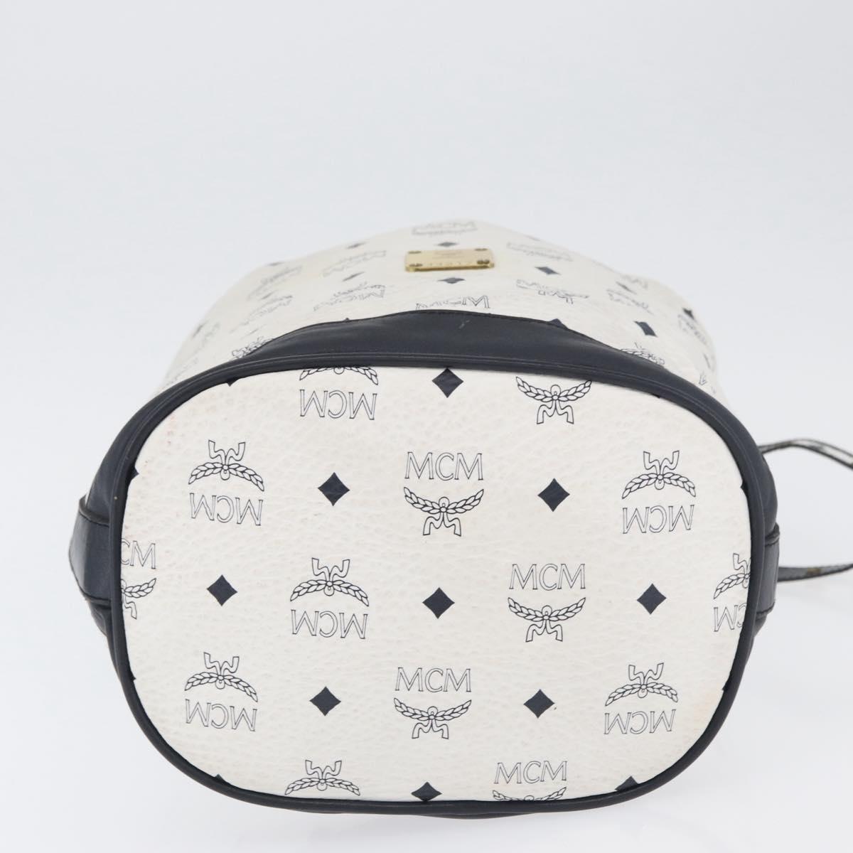 MCM Vicetos Logogram Shoulder Bag PVC Leather White Gold Auth 173499