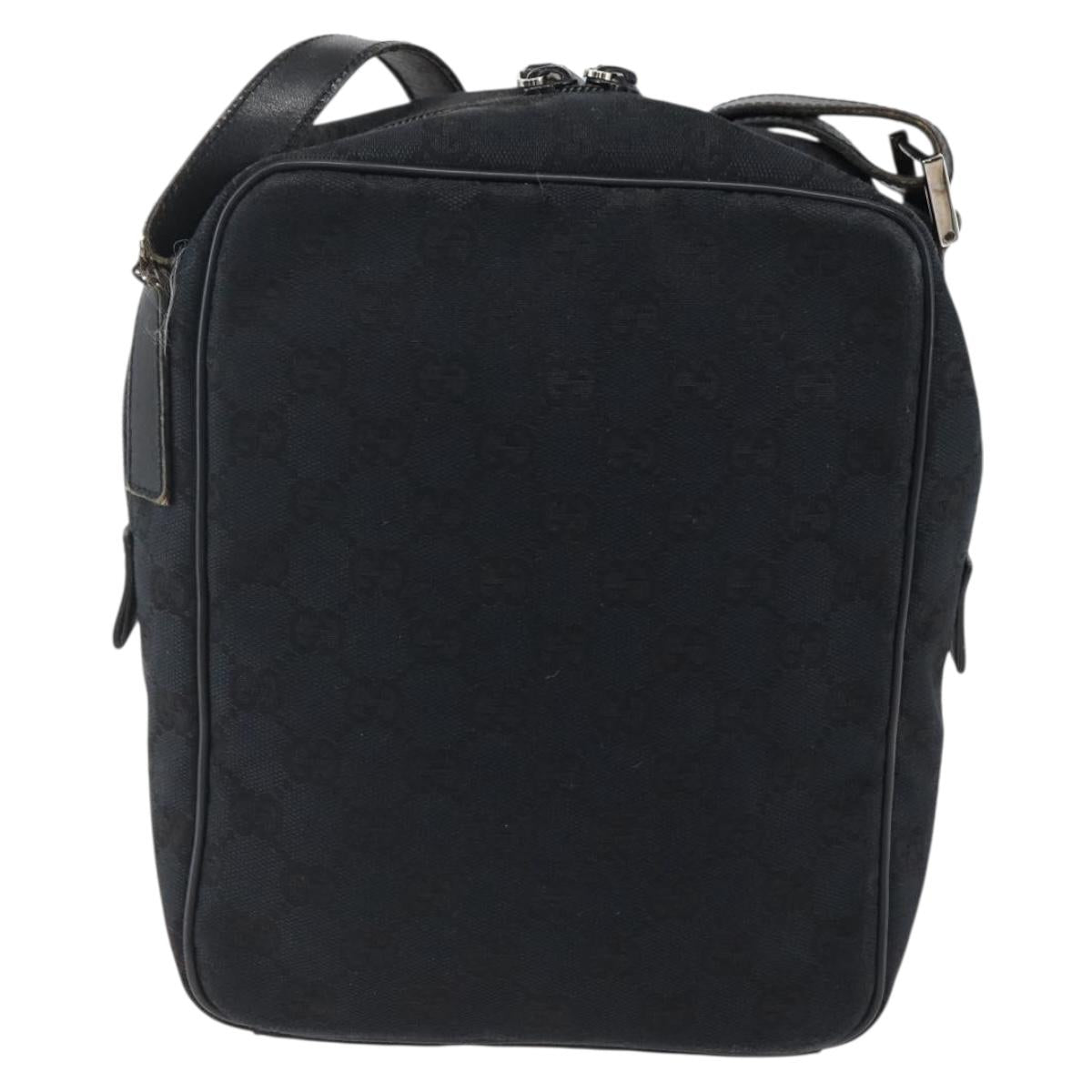 GUCCI GG Canvas Shoulder Bag Black Silver 018 1612 Auth 173500