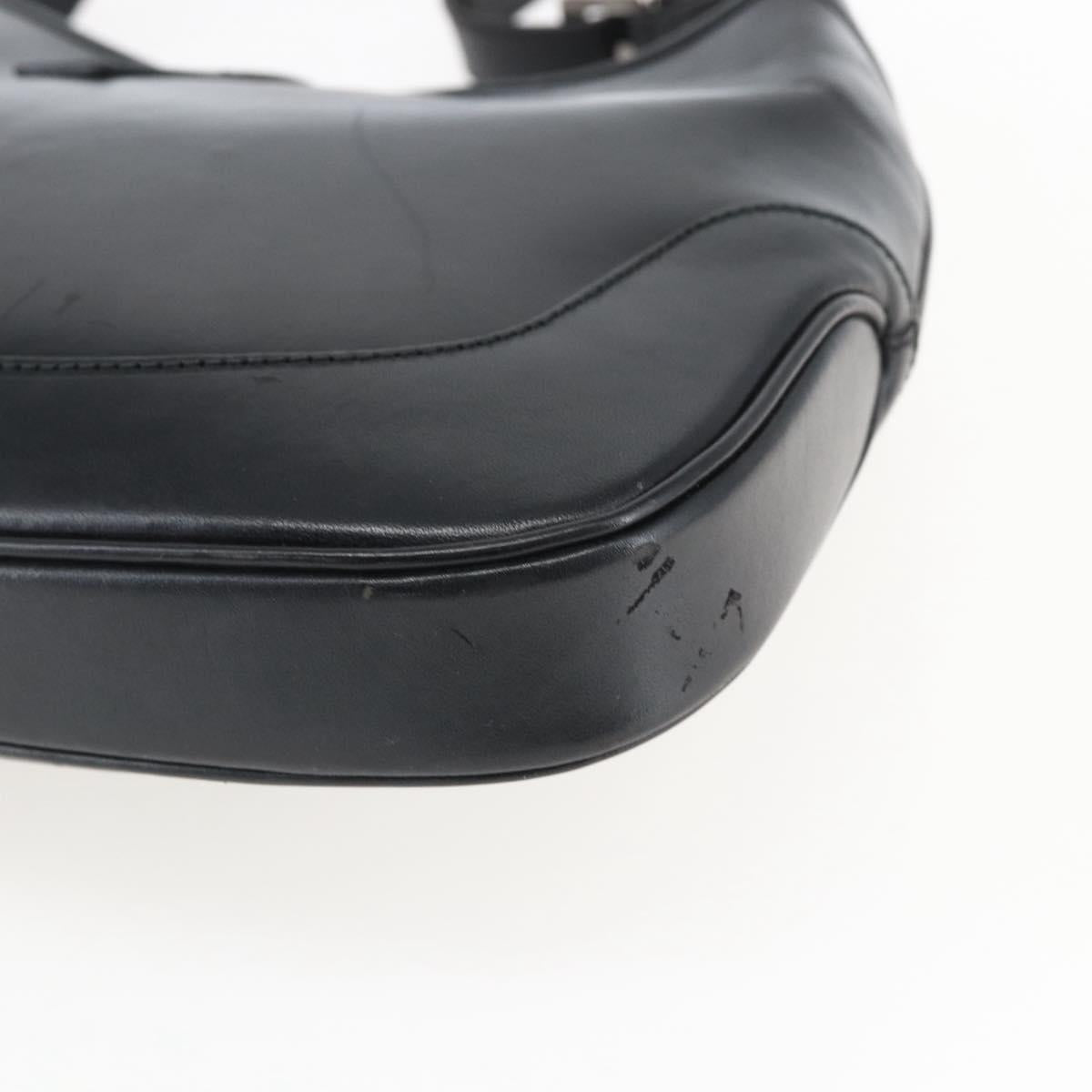 GUCCI Jackie Shoulder Bag Leather Black Silver 001 3306 Auth 173501