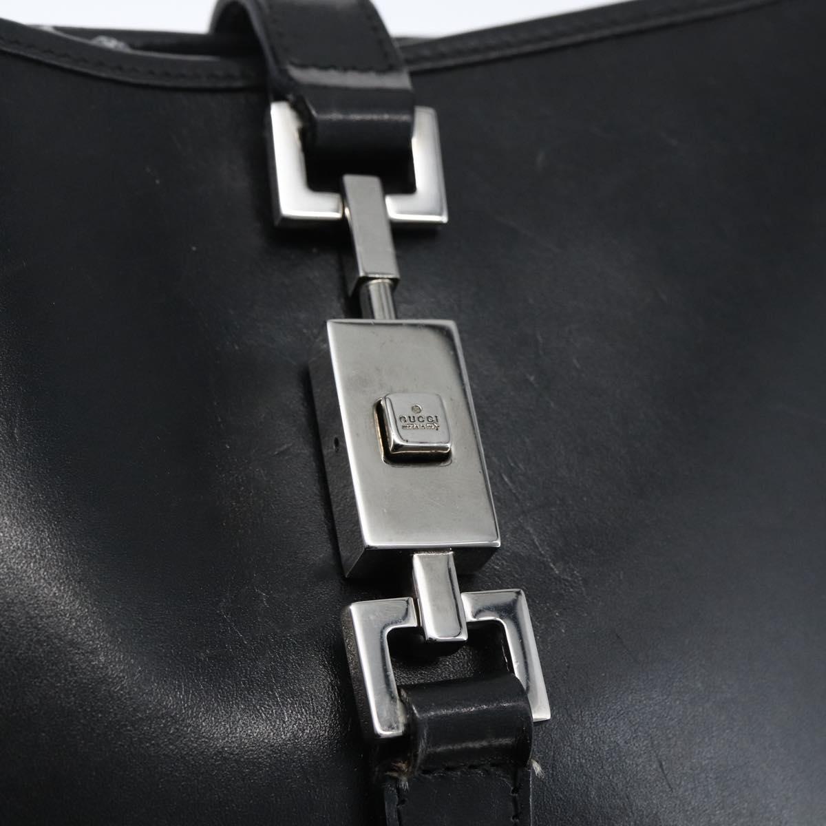 GUCCI Jackie Shoulder Bag Leather Black Silver 001 3306 Auth 173501