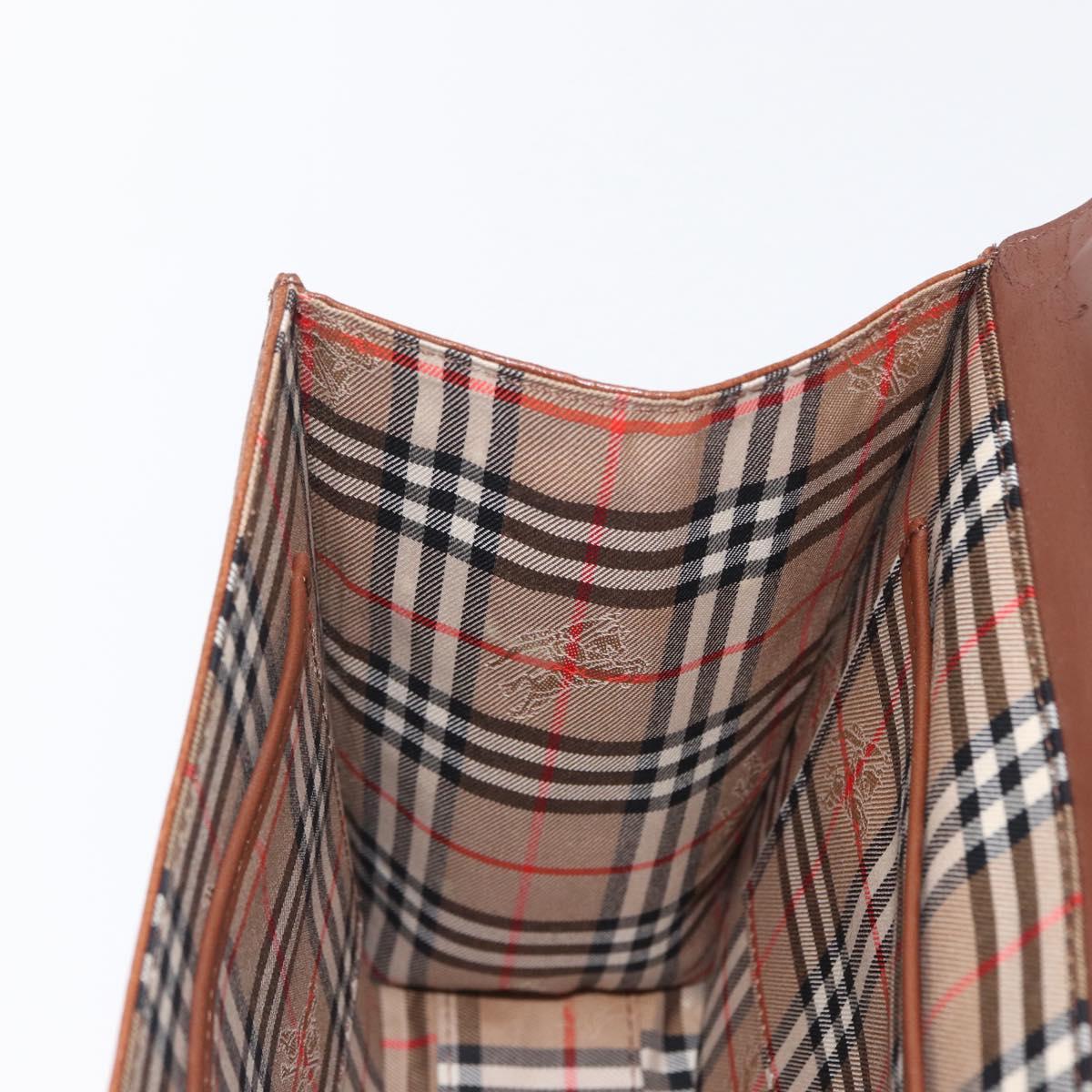 Burberrys Hand Bag Leather Brown Gold Auth 173503