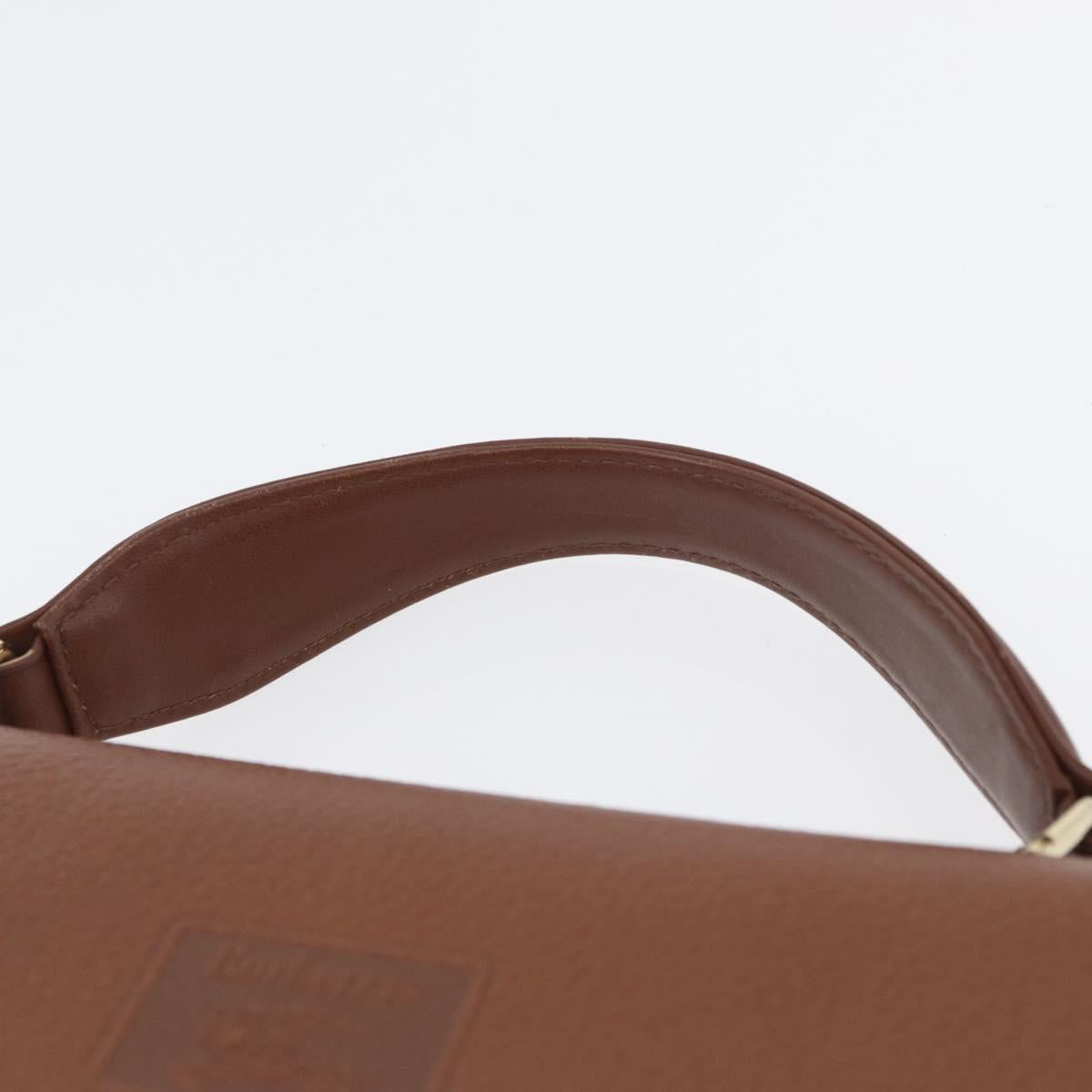 Burberrys Hand Bag Leather Brown Gold Auth 173503