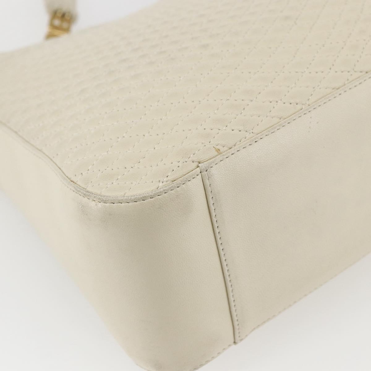 BALLY Shoulder Bag Leather Ivory Gold Auth 173507
