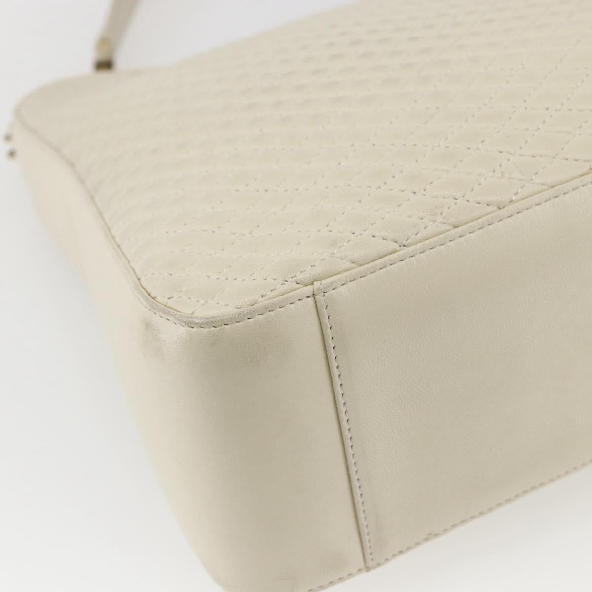 BALLY Shoulder Bag Leather Ivory Gold Auth 173507
