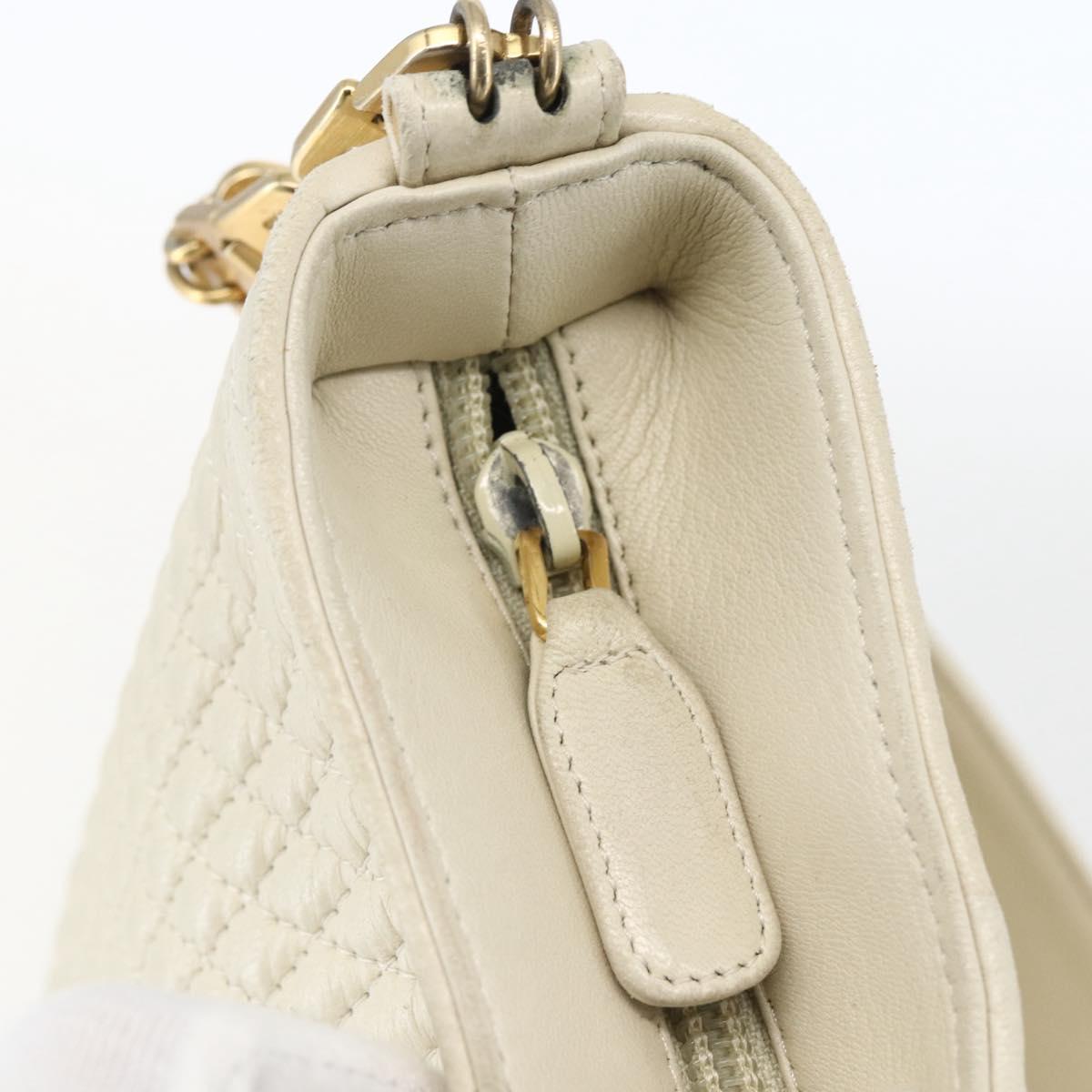 BALLY Shoulder Bag Leather Ivory Gold Auth 173507