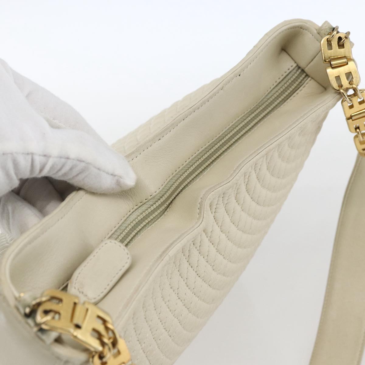 BALLY Shoulder Bag Leather Ivory Gold Auth 173507