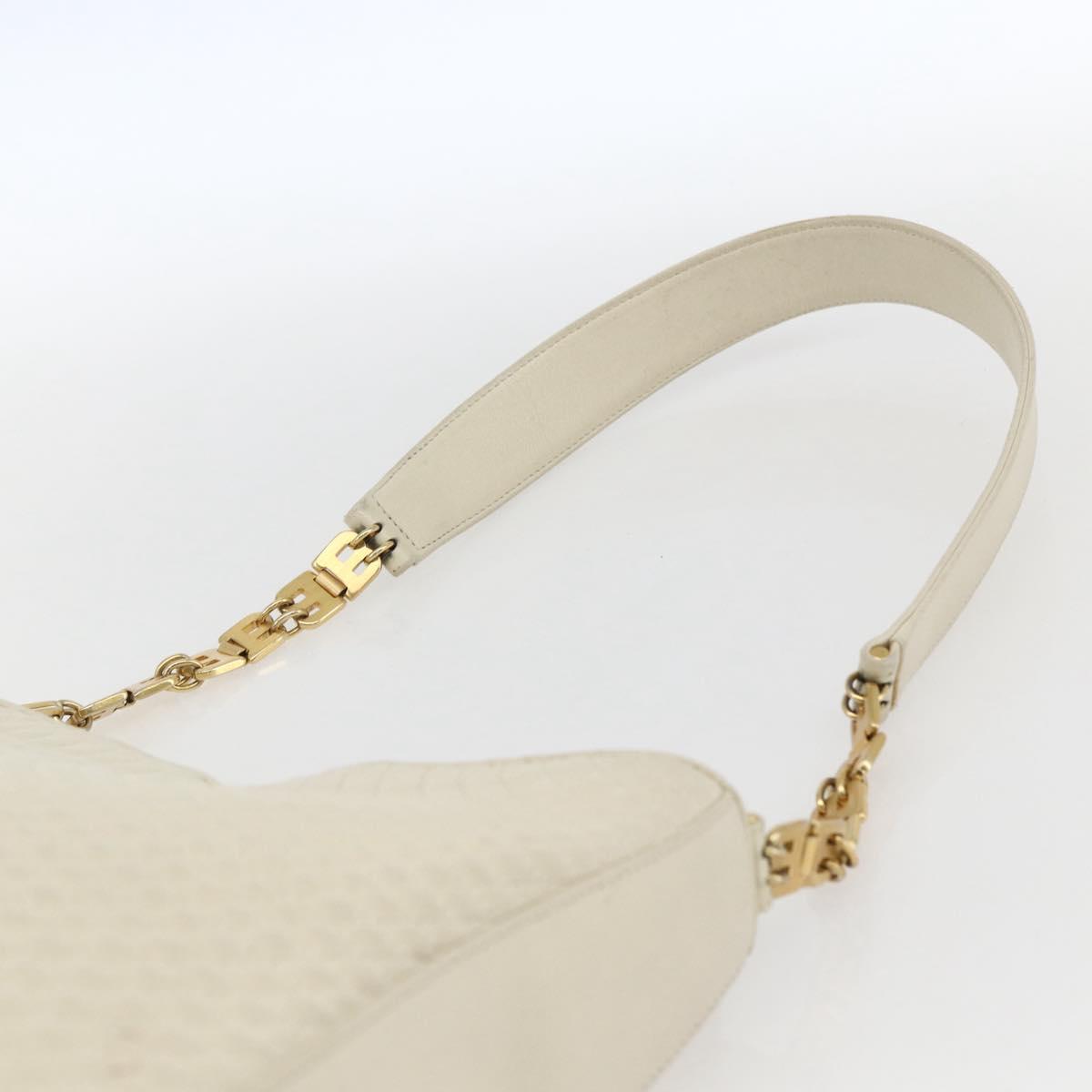 BALLY Shoulder Bag Leather Ivory Gold Auth 173507