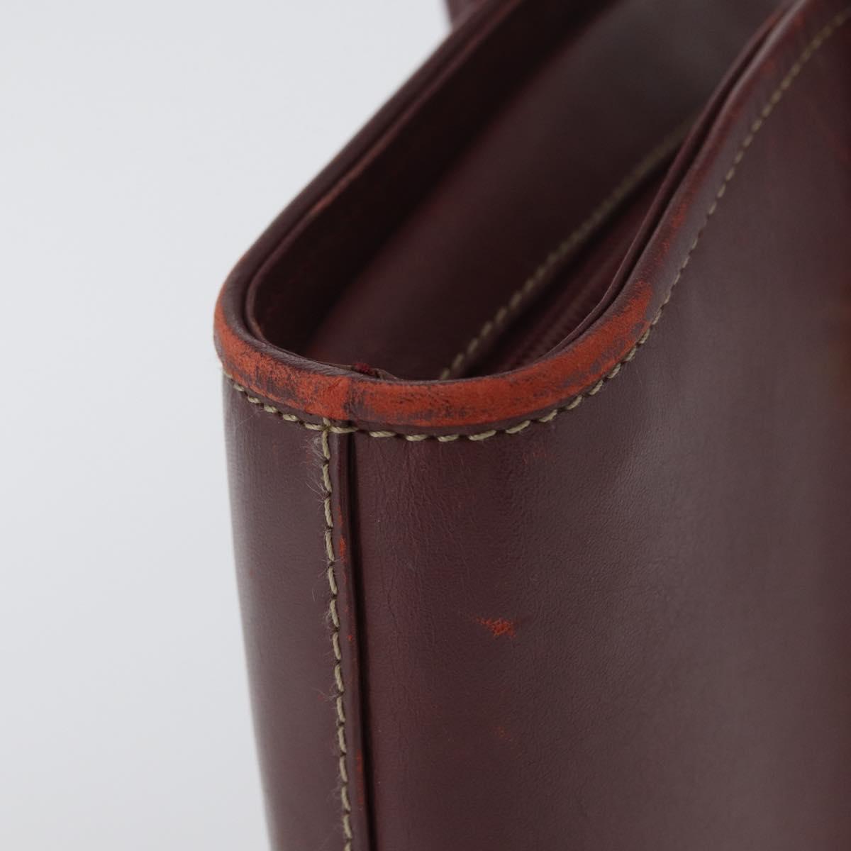 CARTIER Hand Bag Leather Red Gold Auth 173513