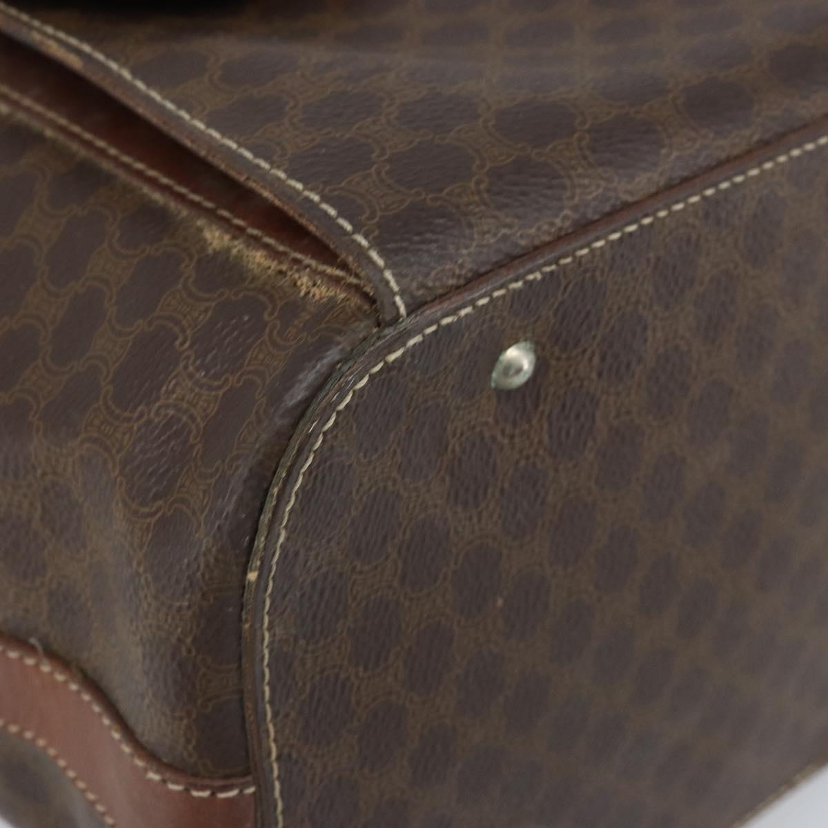 CELINE Macadam Canvas Backpack PVC Leather Brown Gold Auth 173514