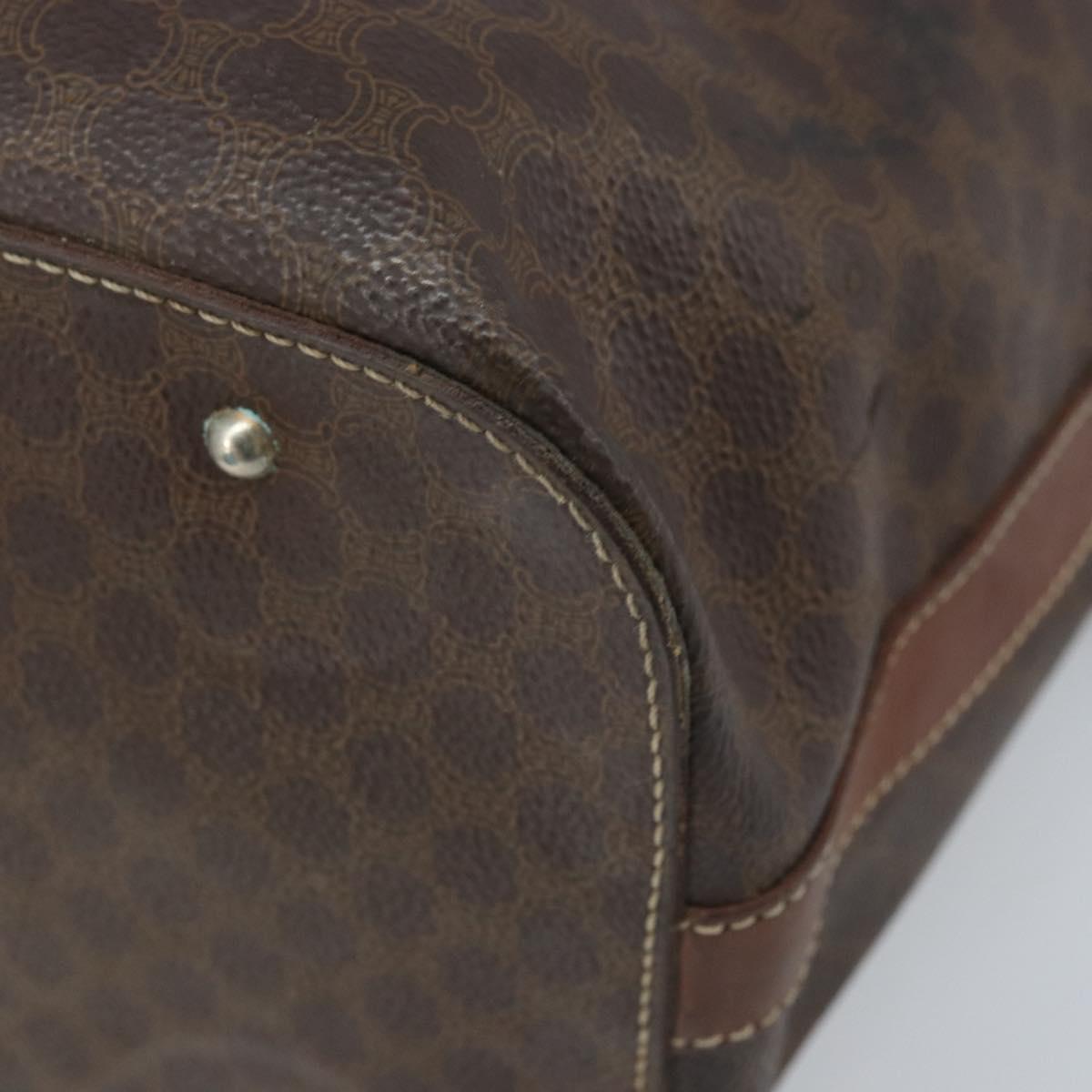 CELINE Macadam Canvas Backpack PVC Leather Brown Gold Auth 173514