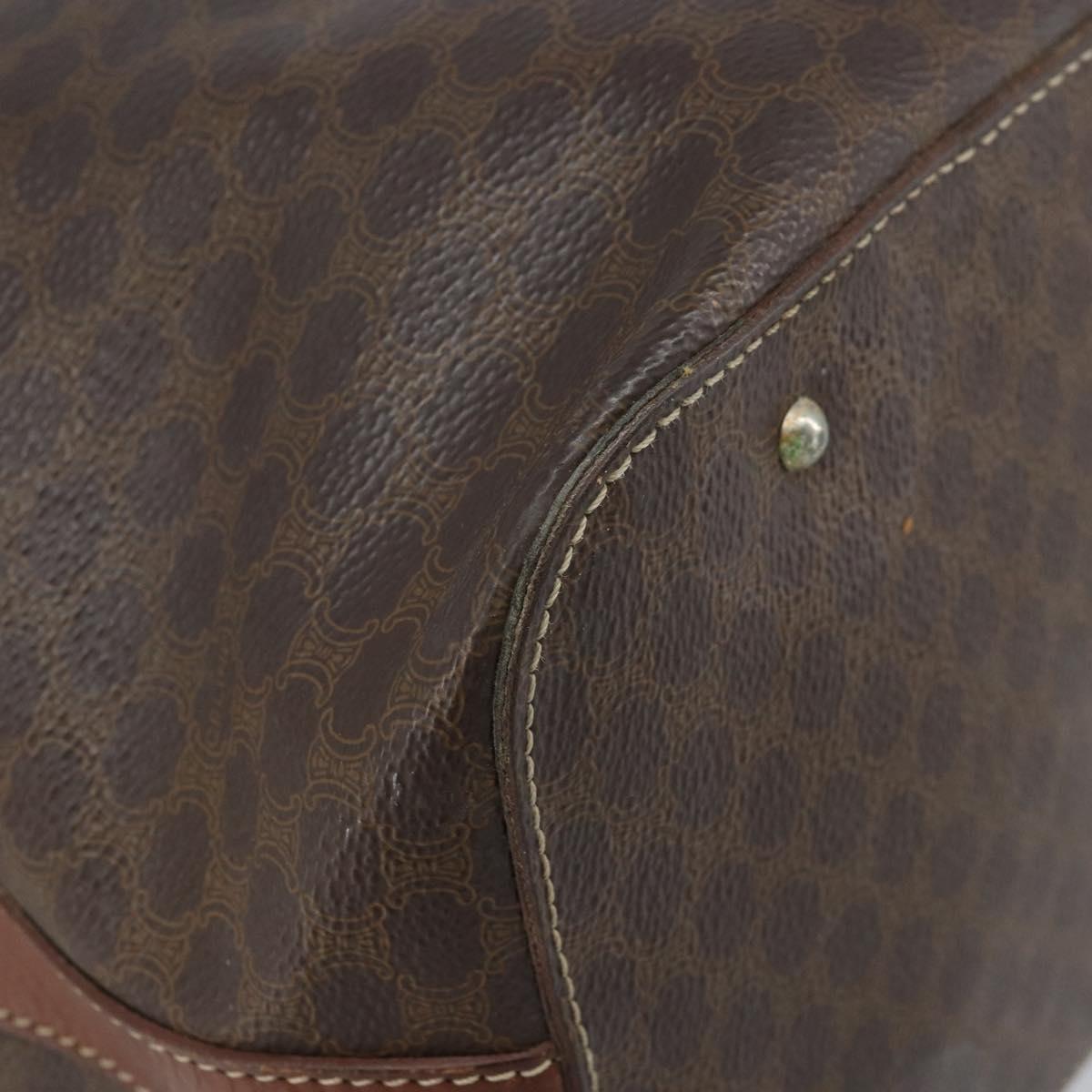 CELINE Macadam Canvas Backpack PVC Leather Brown Gold Auth 173514