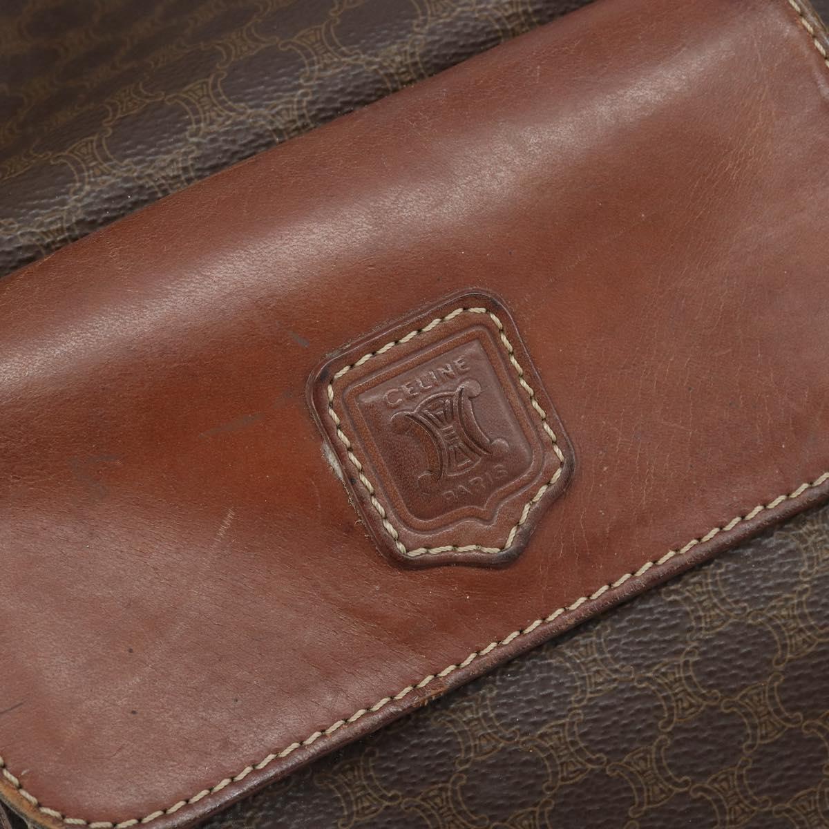 CELINE Macadam Canvas Backpack PVC Leather Brown Gold Auth 173514