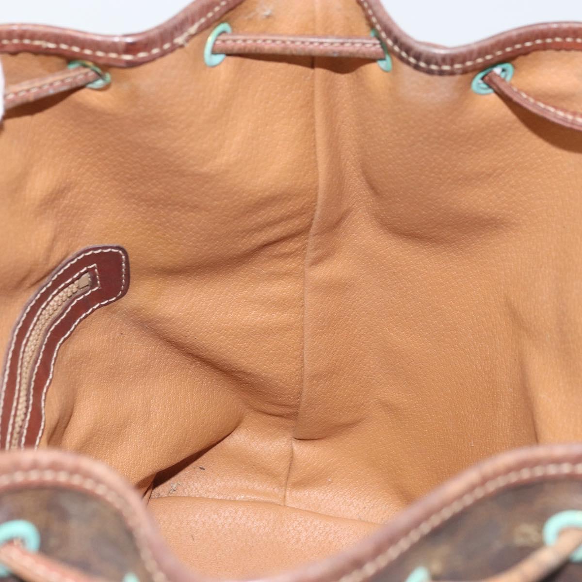 CELINE Macadam Canvas Backpack PVC Leather Brown Gold Auth 173514