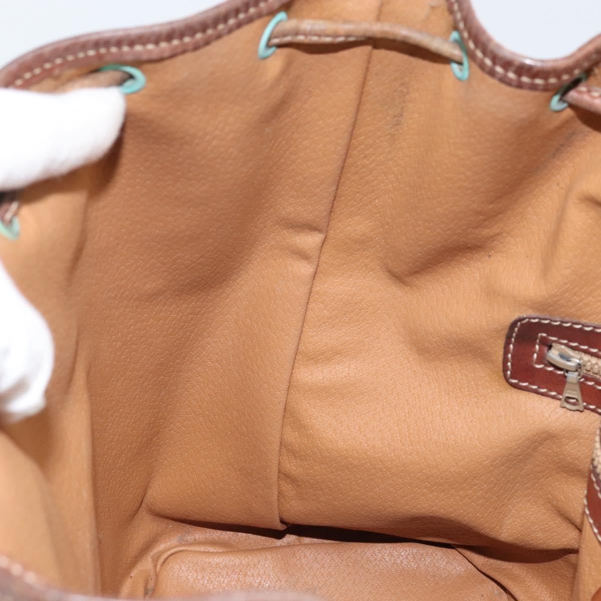CELINE Macadam Canvas Backpack PVC Leather Brown Gold Auth 173514