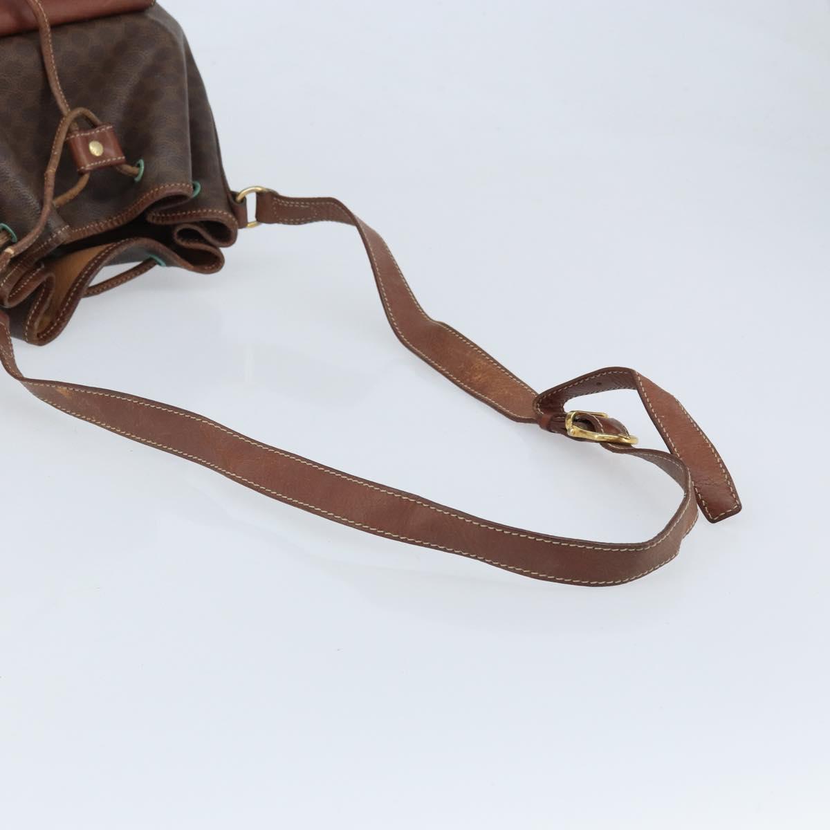 CELINE Macadam Canvas Backpack PVC Leather Brown Gold Auth 173514