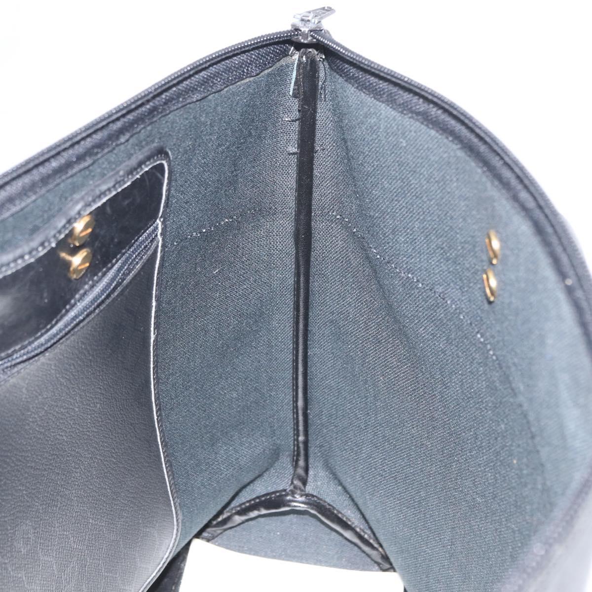 Christian Dior Honeycomb Canvas Shoulder Bag PVC Black Gold Auth 173515