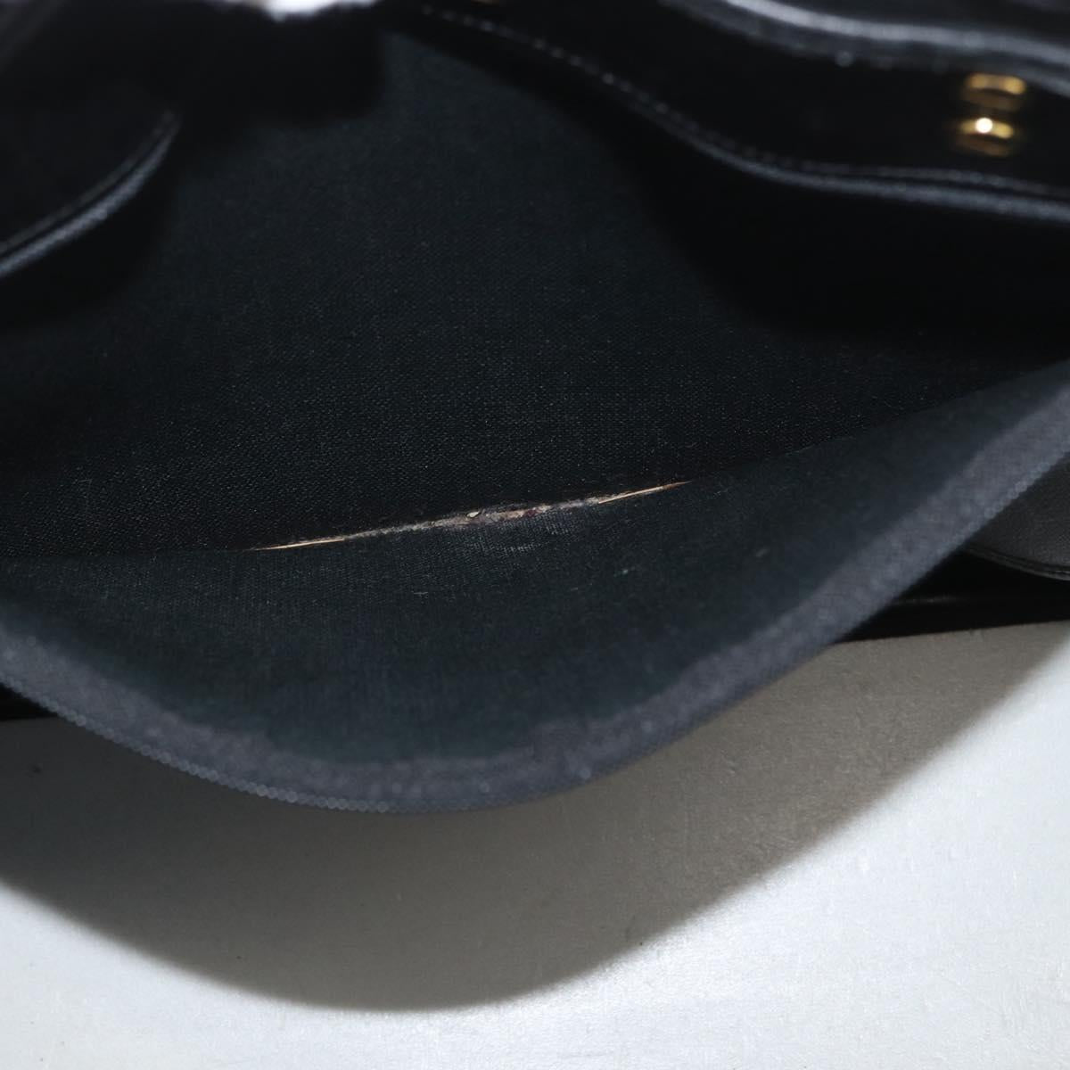 Christian Dior Honeycomb Canvas Shoulder Bag PVC Black Gold Auth 173515