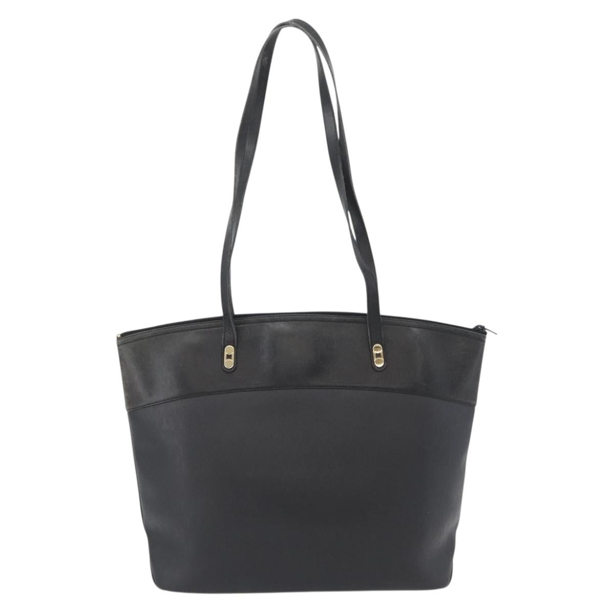 Christian Dior Honeycomb Canvas Shoulder Bag PVC Black Gold Auth 173515