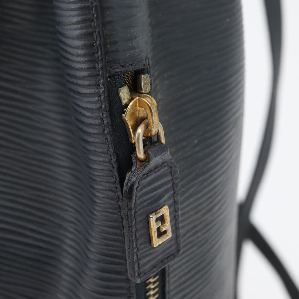 FENDI Backpack Leather Charcoal gray Auth 173517