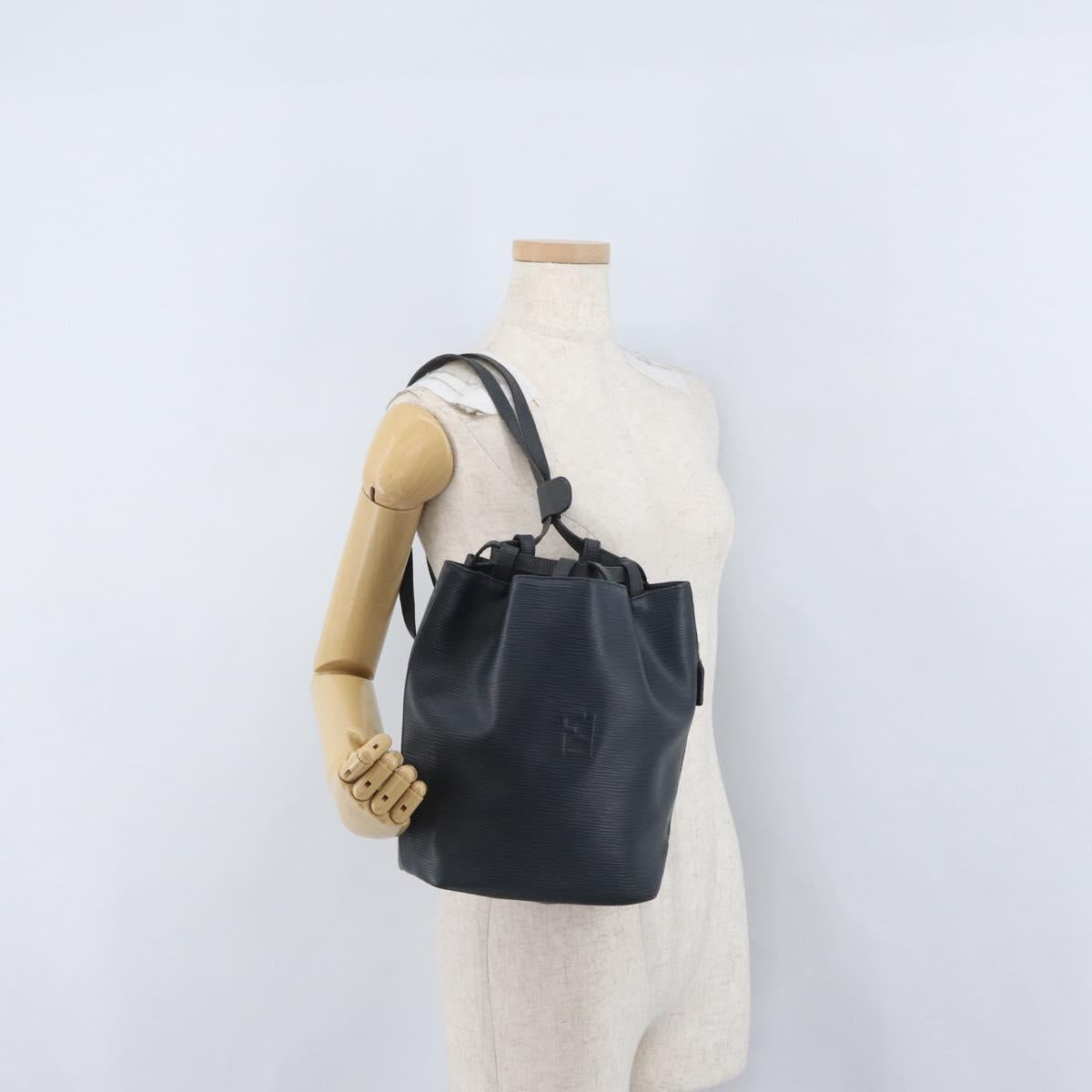 FENDI Backpack Leather Charcoal gray Auth 173517