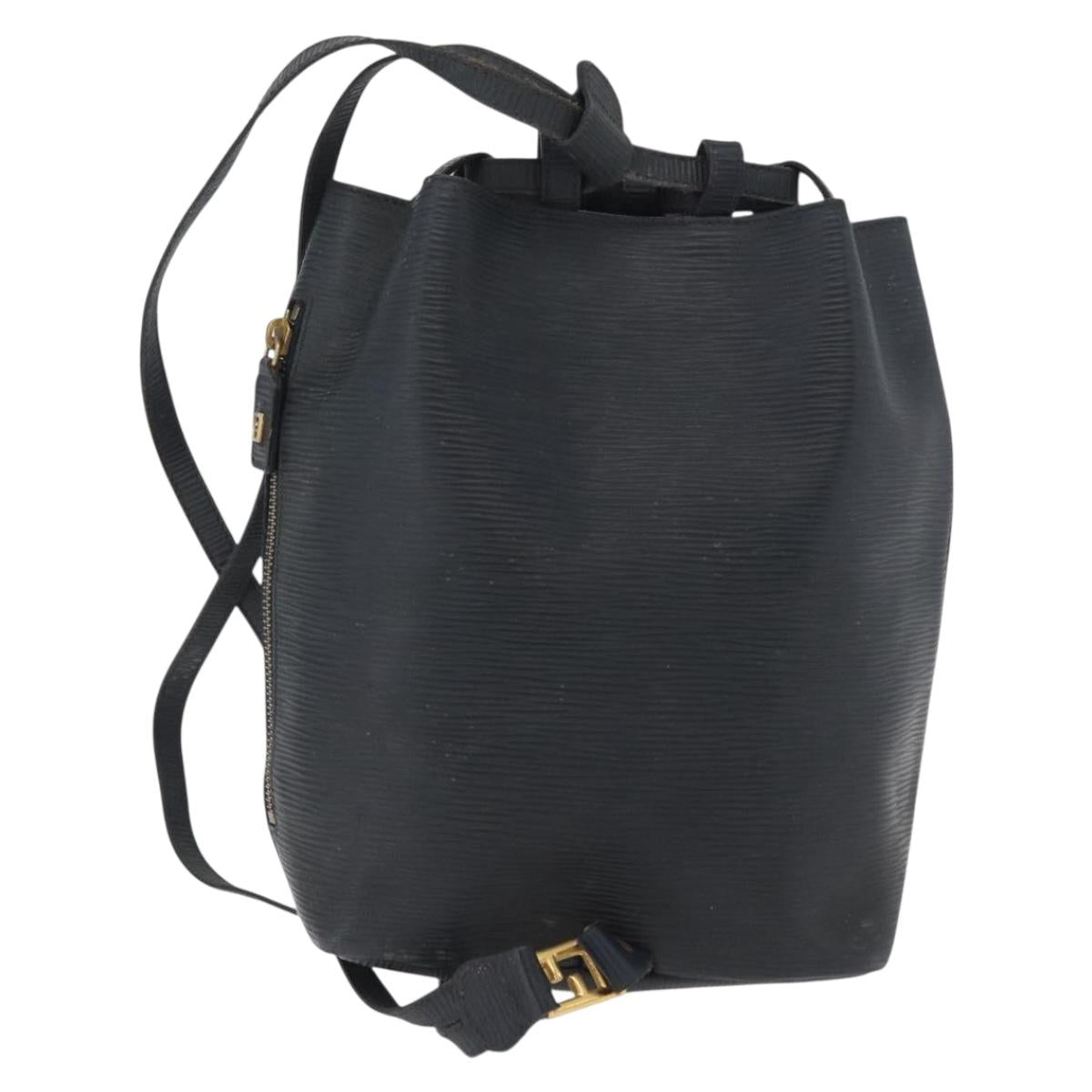 FENDI Backpack Leather Charcoal gray Auth 173517