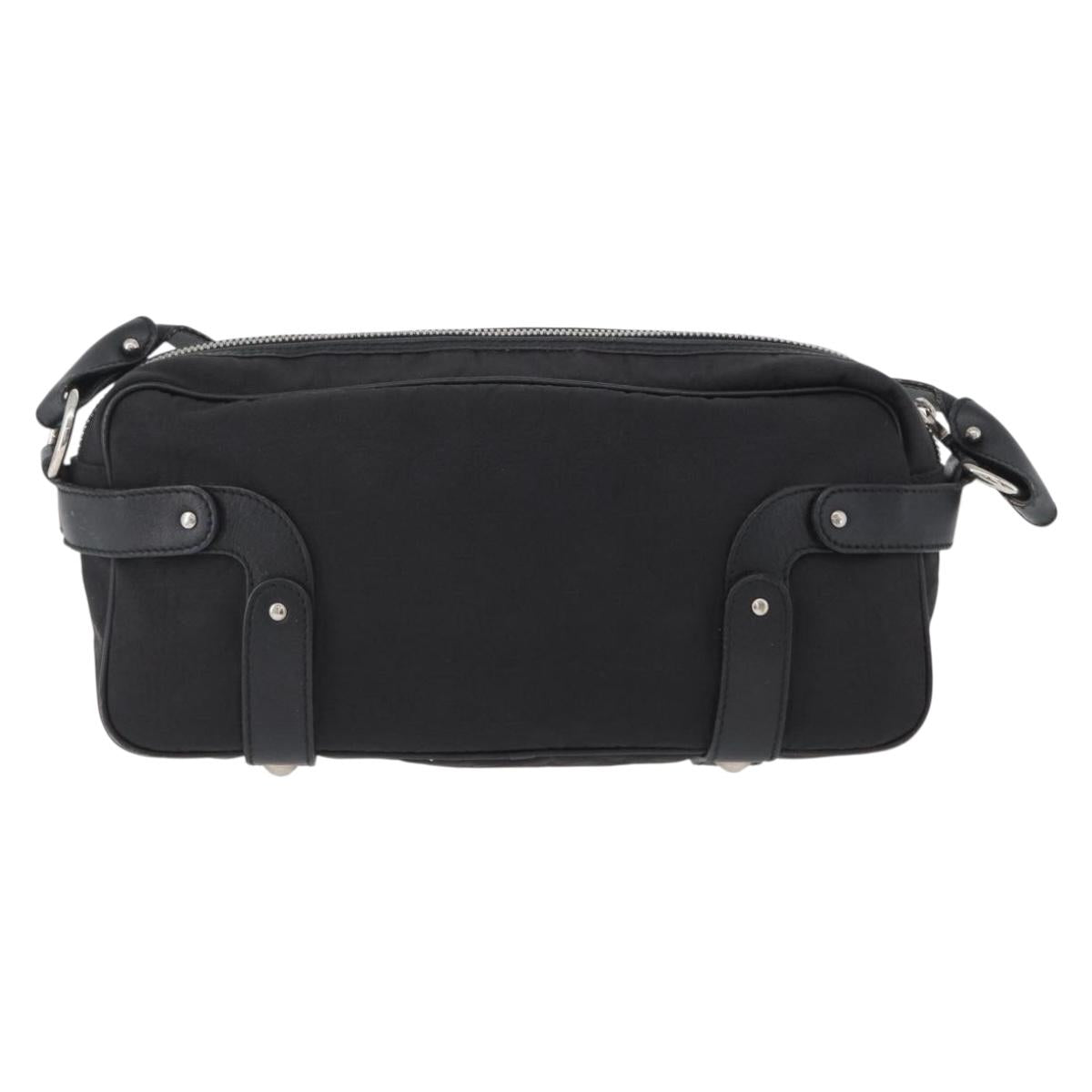 Salvatore Ferragamo Shoulder Bag Canvas Leather Black Silver Auth 173518