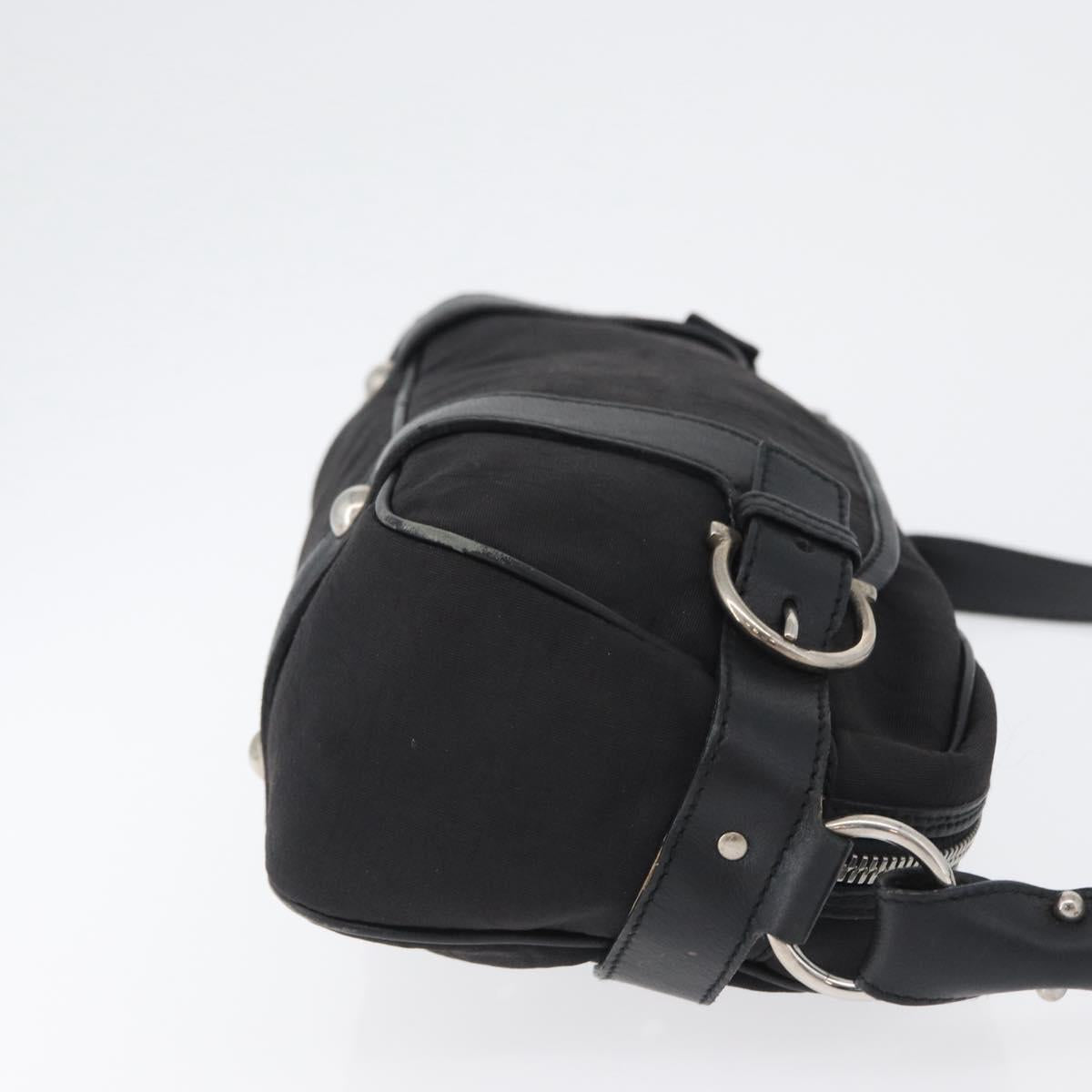 Salvatore Ferragamo Shoulder Bag Canvas Leather Black Silver Auth 173518