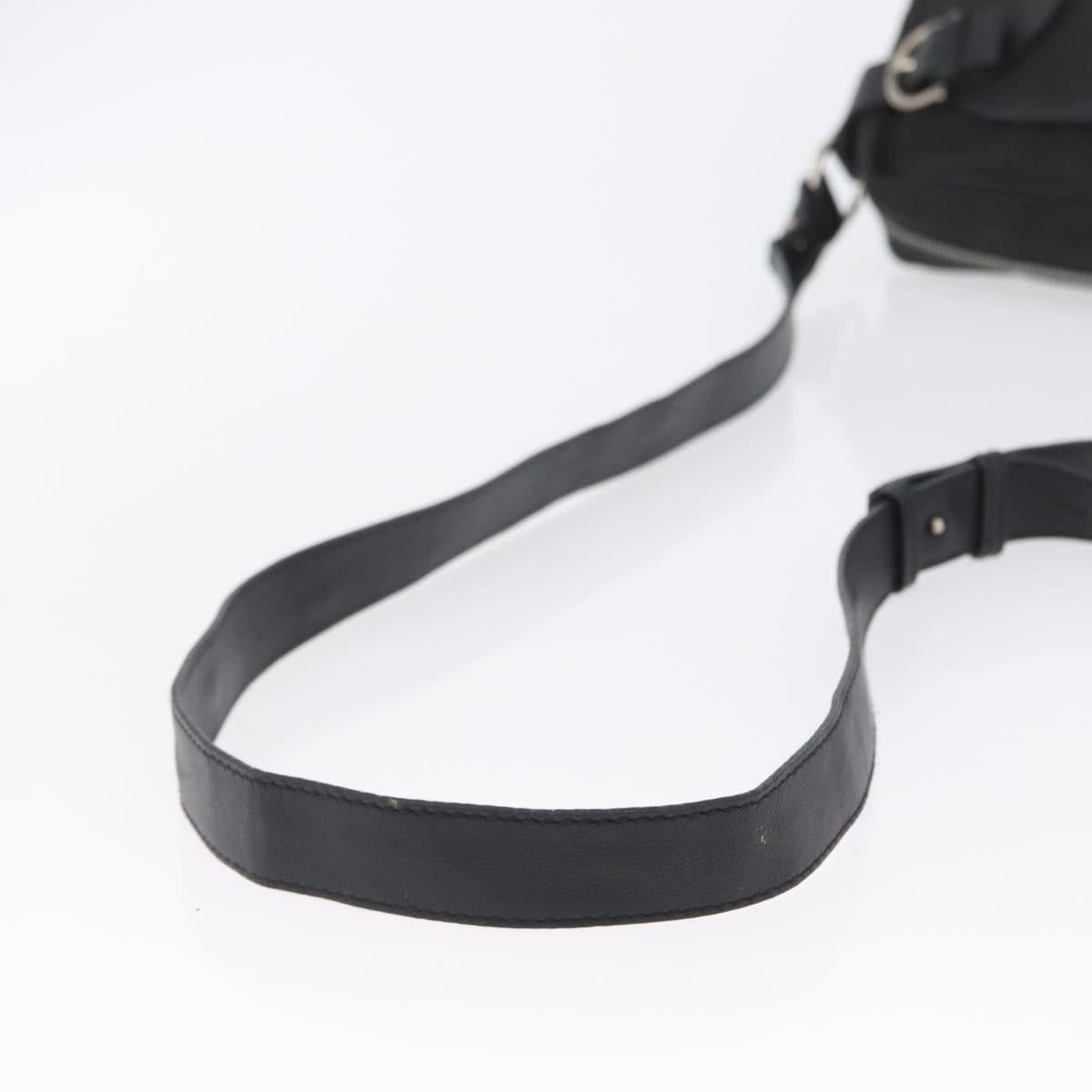 Salvatore Ferragamo Shoulder Bag Canvas Leather Black Silver Auth 173518