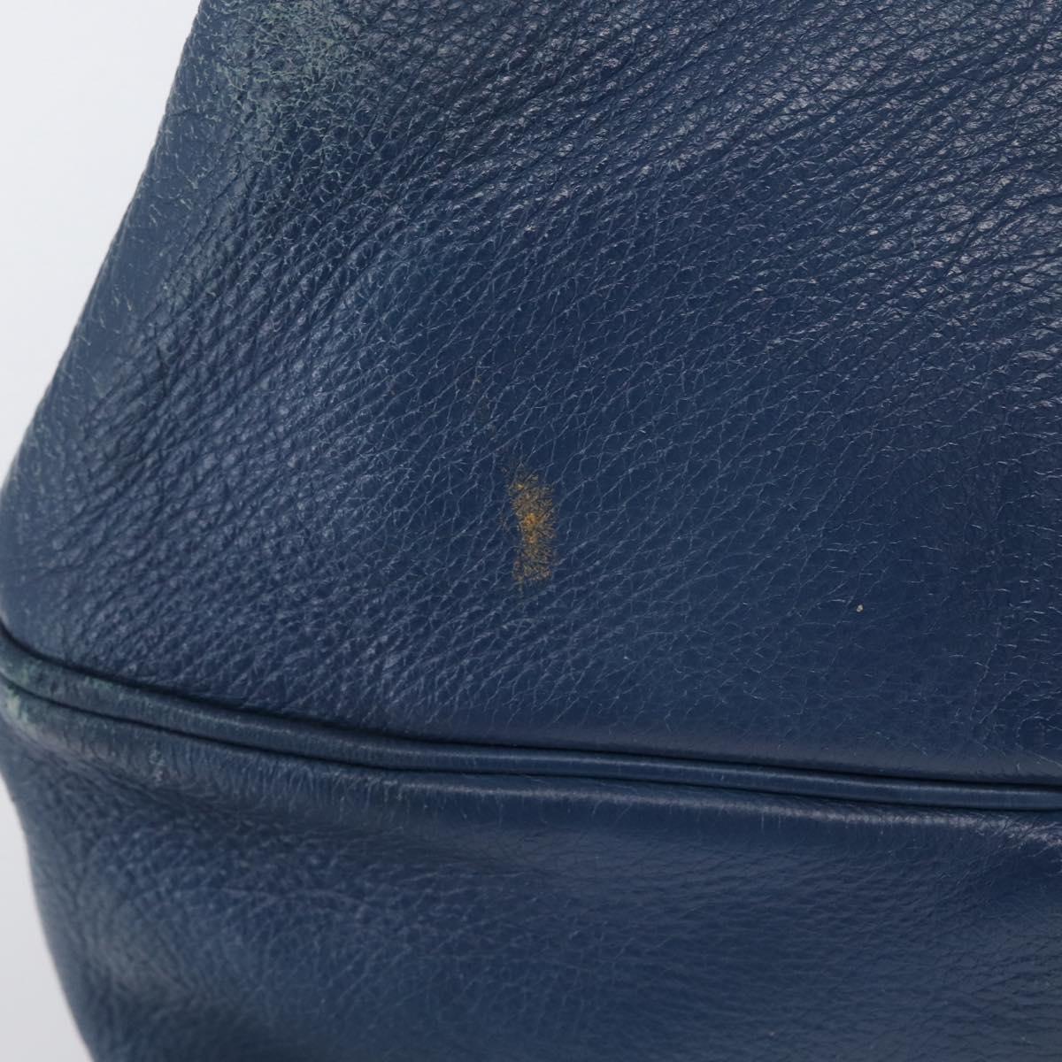 CELINE Hand Bag Leather Blue Silver Auth 173519