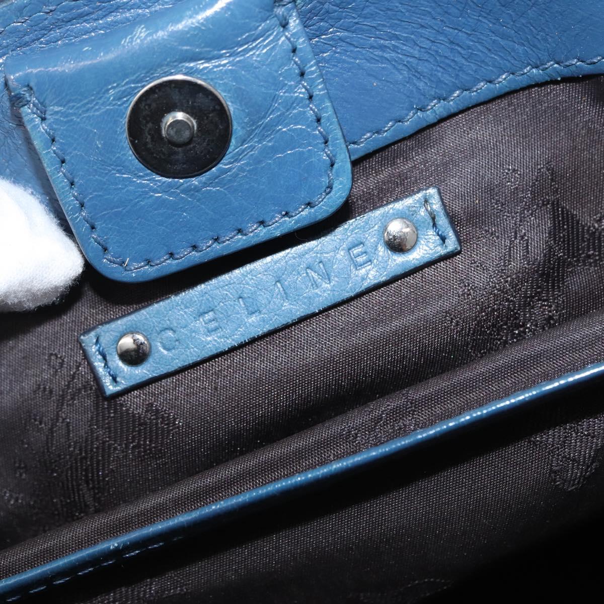 CELINE Hand Bag Leather Blue Silver Auth 173519