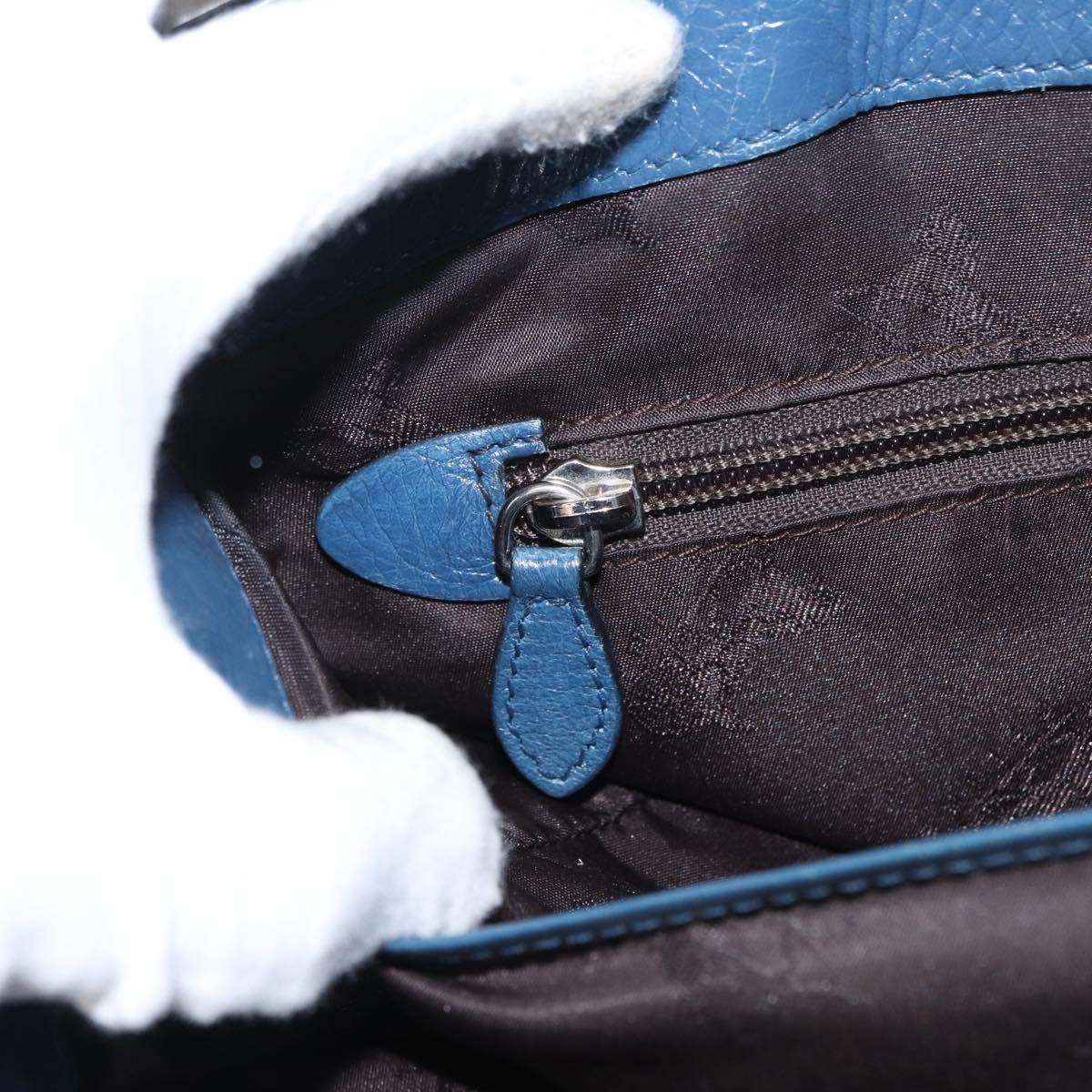 CELINE Hand Bag Leather Blue Silver Auth 173519