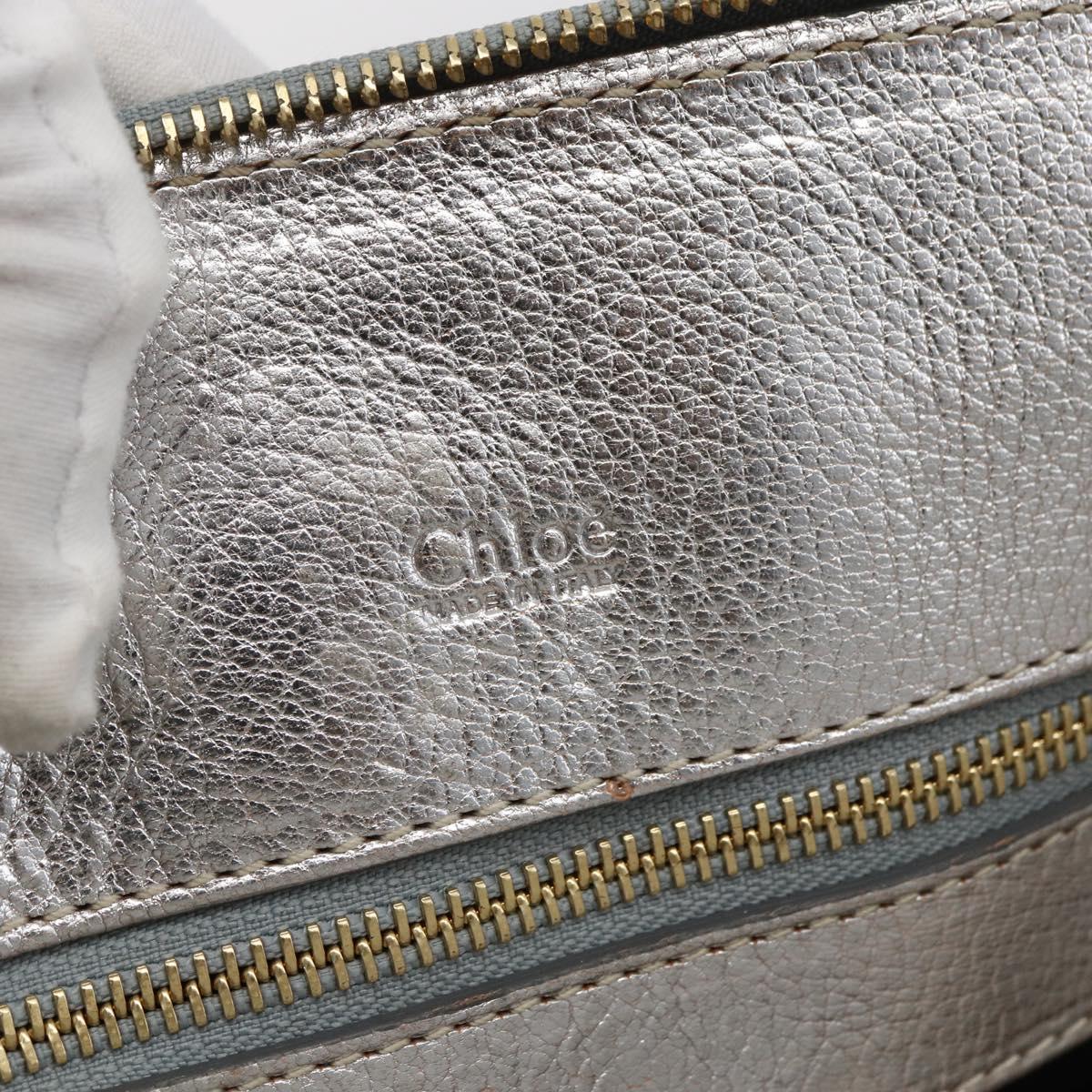 Chloe Hand Bag Leather Silver gold Auth 173521