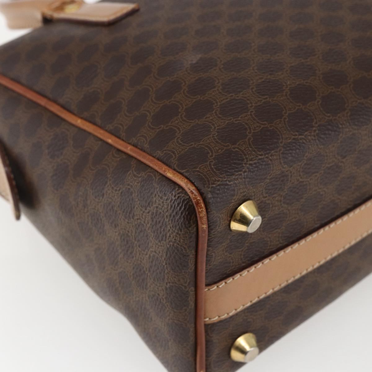 CELINE Macadam Canvas Hand Bag PVC Leather Brown Gold Auth 173522