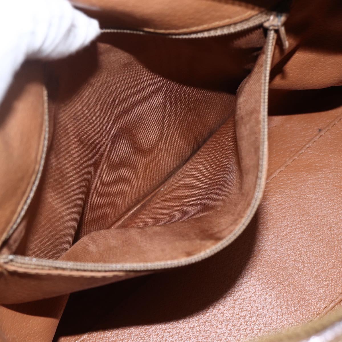 CELINE Macadam Canvas Hand Bag PVC Leather Brown Gold Auth 173522