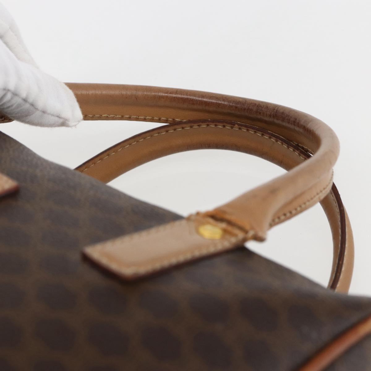 CELINE Macadam Canvas Hand Bag PVC Leather Brown Gold Auth 173522
